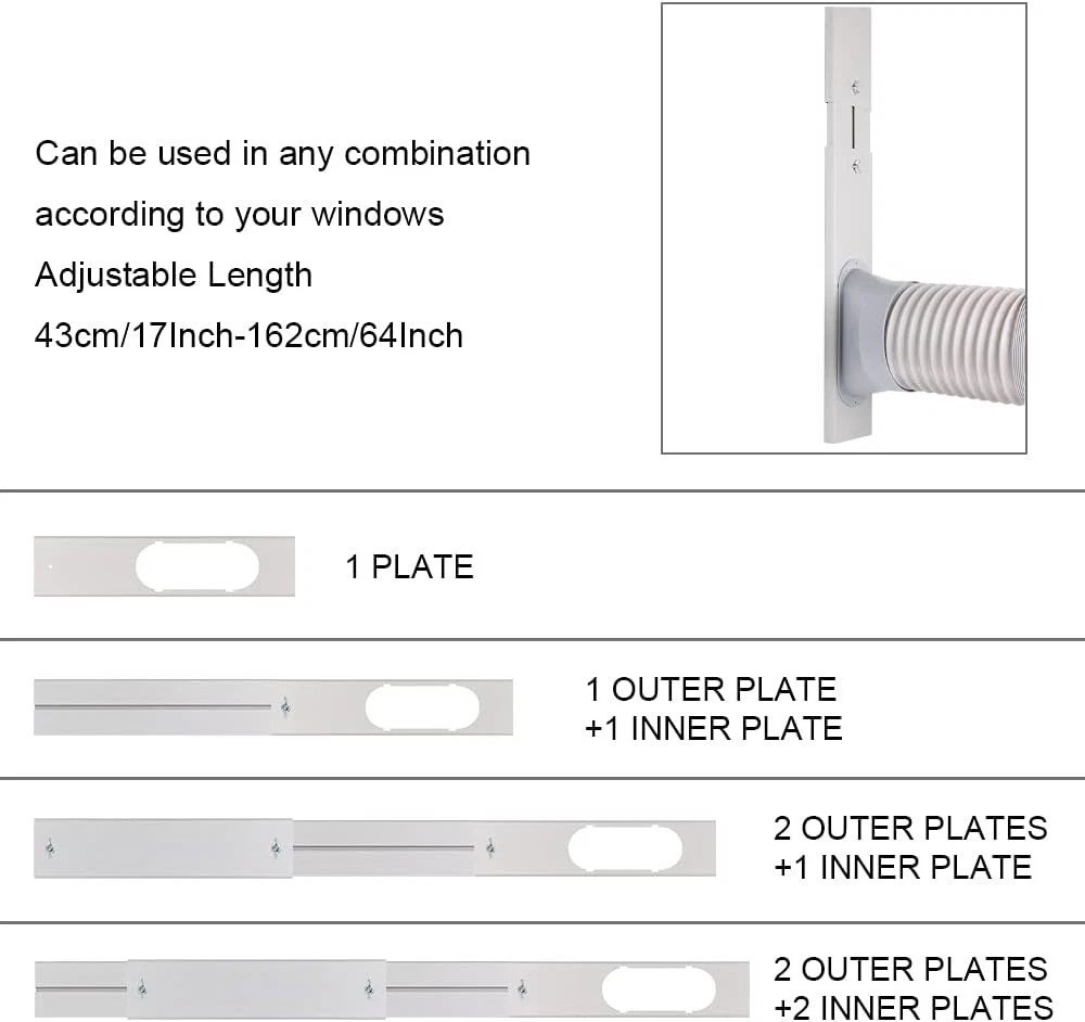 Durable Portable Air Conditioner Window Vent Kit with 5.9&Prime; Hose – Universal Fit