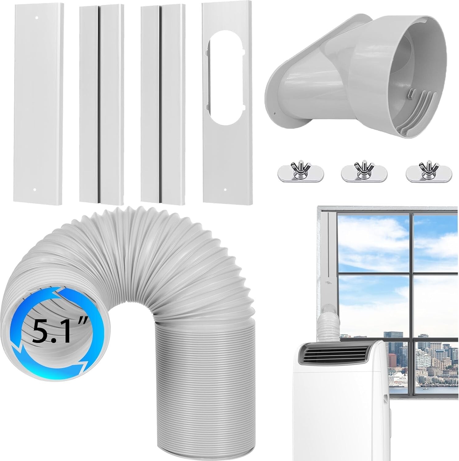 Portable Air Conditioner Window Vent Kit with Exhaust Hose 5.1 Inch New