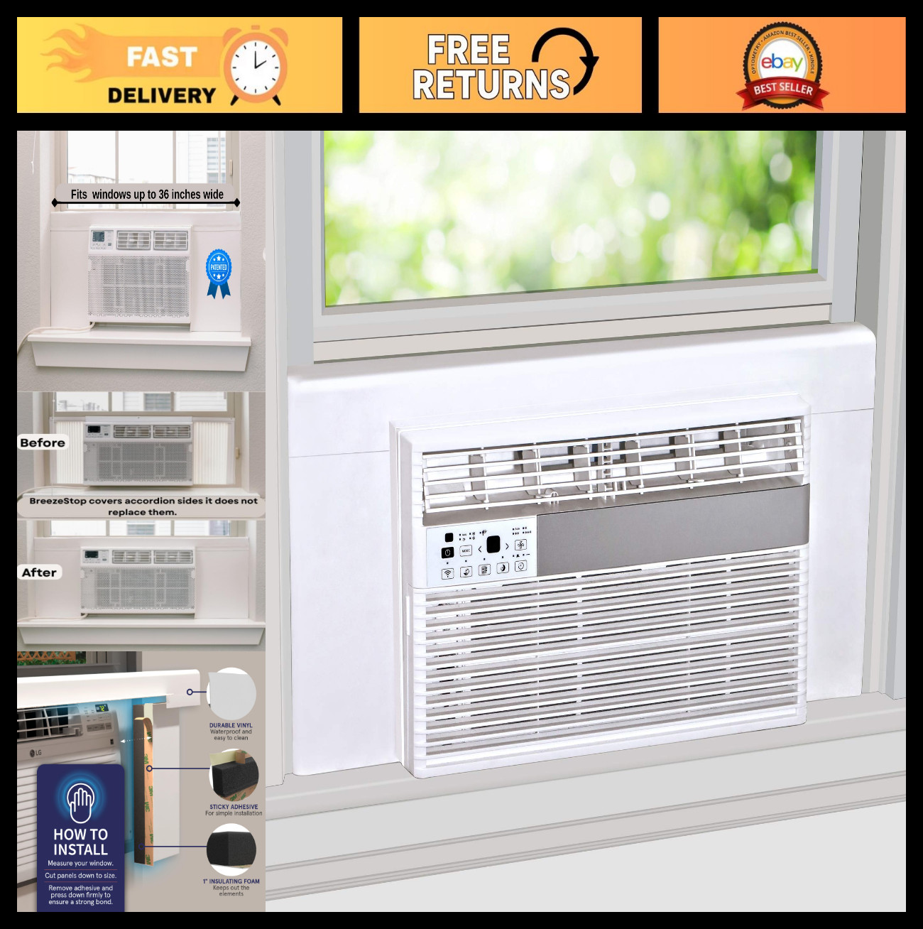 White Surround Insulation Side Panels for Window AC Unit – Year-Round Air Condit