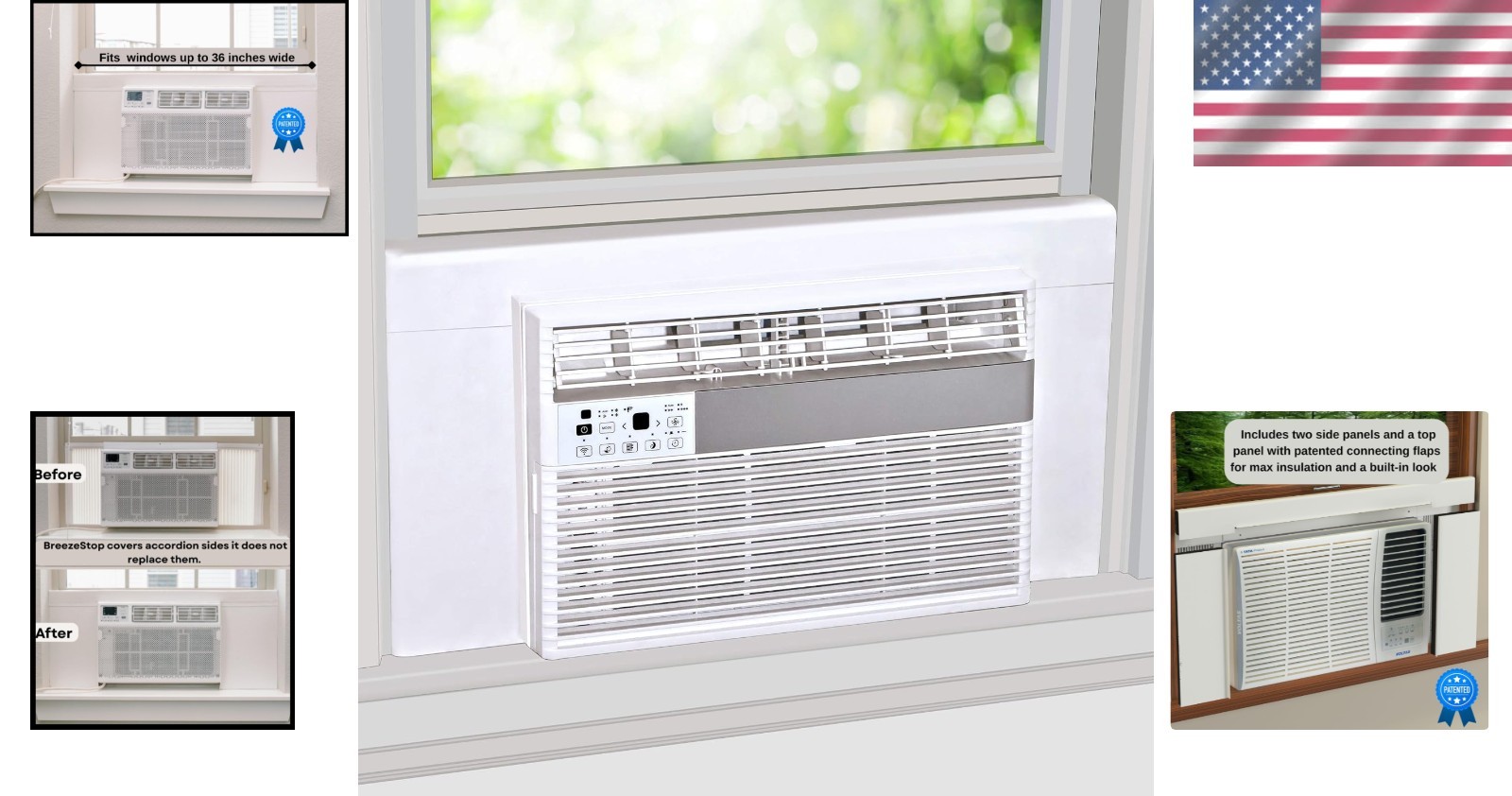 White Insulating Side Panels for Window AC – 36&Prime; Wide
