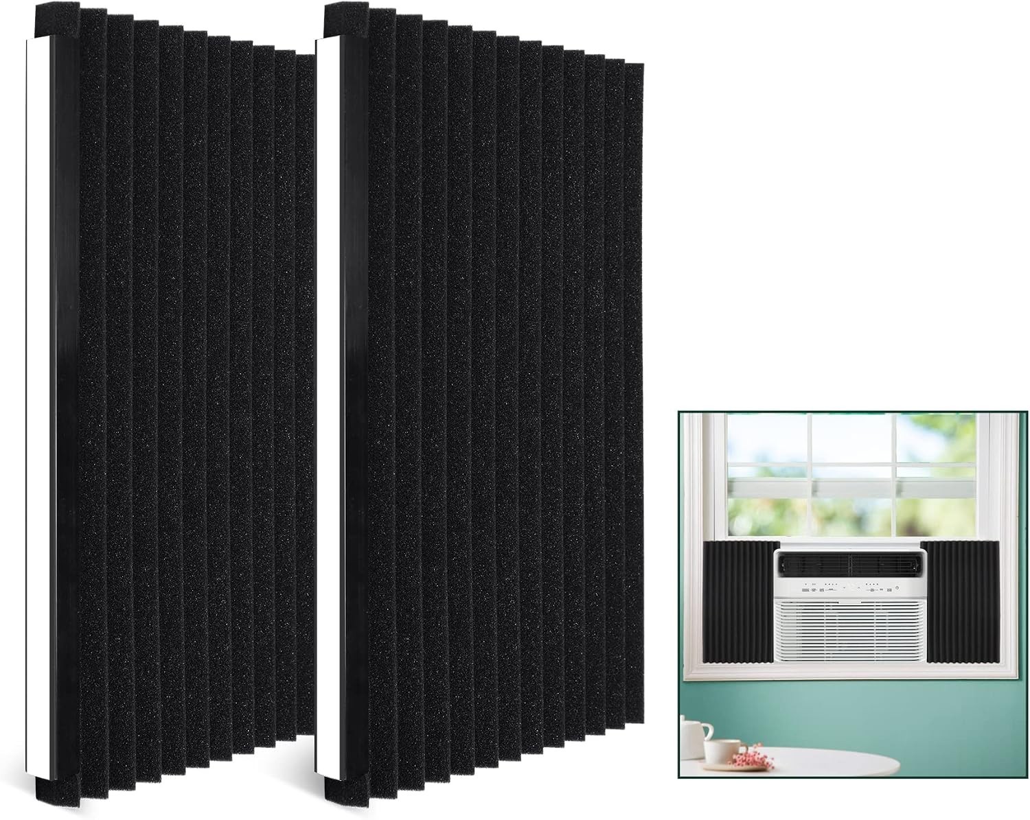 Window Air Conditioner Insulation Foam Panels, AC Side Panels Kit, 17in H x 9…