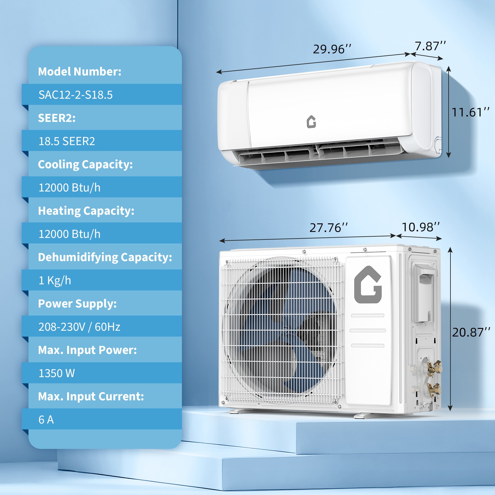12000 BTU Mini Split Air Conditioner Heat Pump System WiFi Enabled
