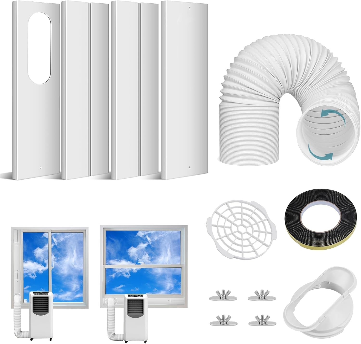 Portable Air Conditioner Window Vent Kit with 5.9&Prime; Exhaust Hose | Portable AC Se