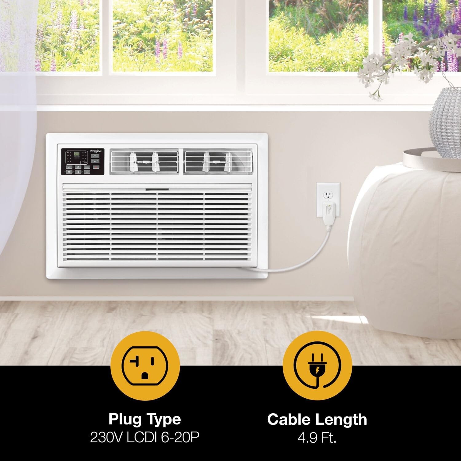 Whirlpool WHAT142-HAW 14,000 230V Air Conditioner with Supplemental Heat,