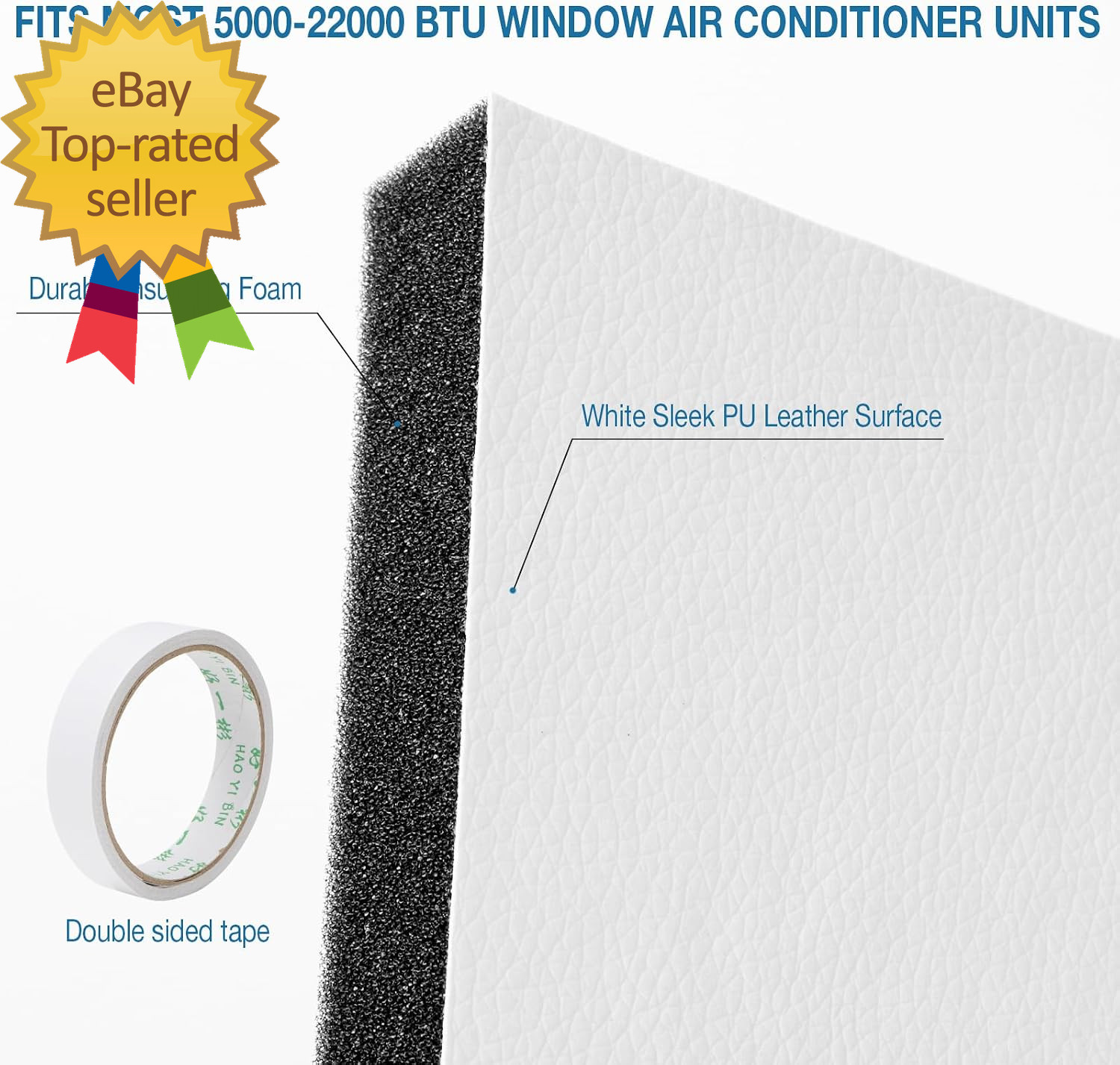 Window Air Conditioner Foam Side Panel 2 Pcs Insulated AC Panel Kit White 17&Prime;×9&Prime;