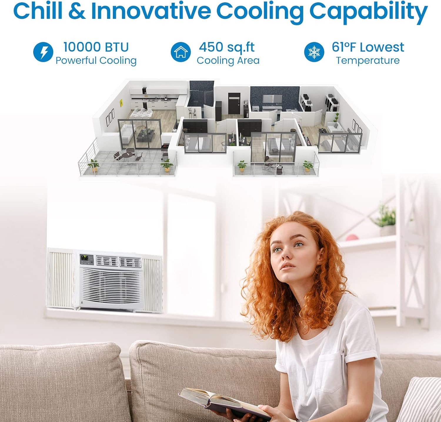 Window Air Conditioner, 10,000 BTU Compact AC Unit, Energy Saving Window AC, Sma