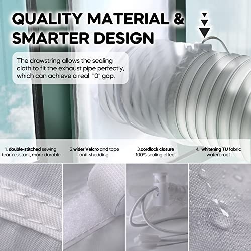 Portable AC Window Vent Kit Adjustable Window Seal Panel 40-64in Exhaust Kit