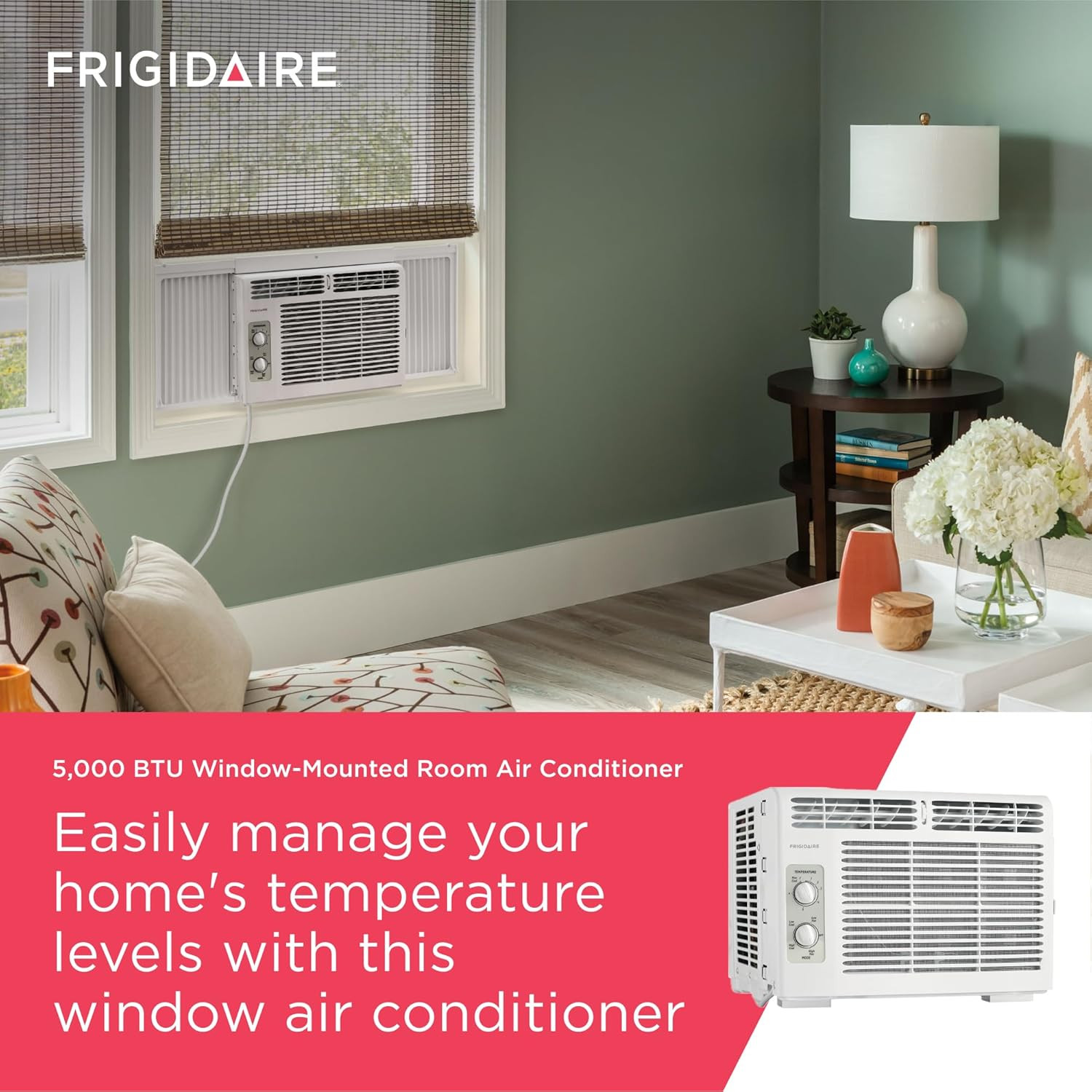 Window Mounted Air Conditioner 5,000 BTU Cools up to 150 Sq. Ft Quiet Operation