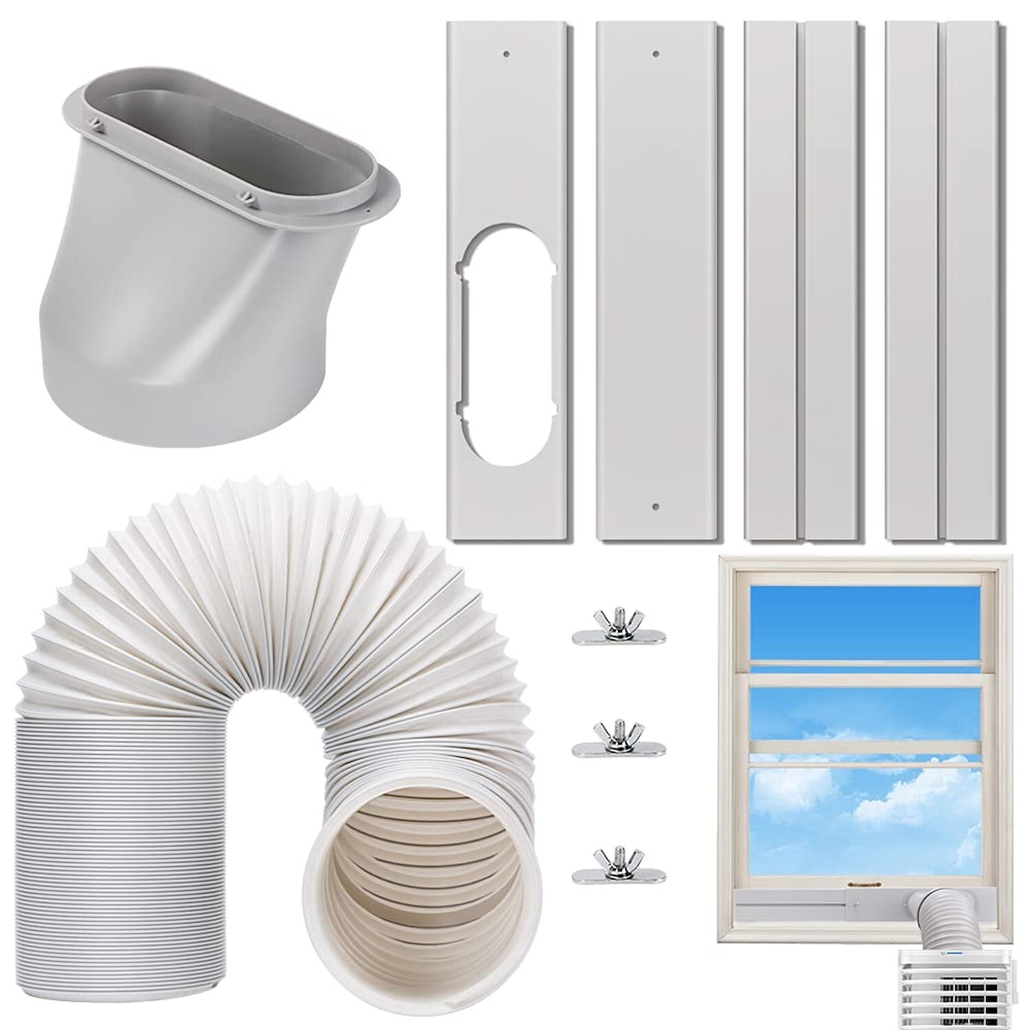 Portable Air Conditioner Window Vent Kit, Adjustable Window Seal with 5.9 Inc…