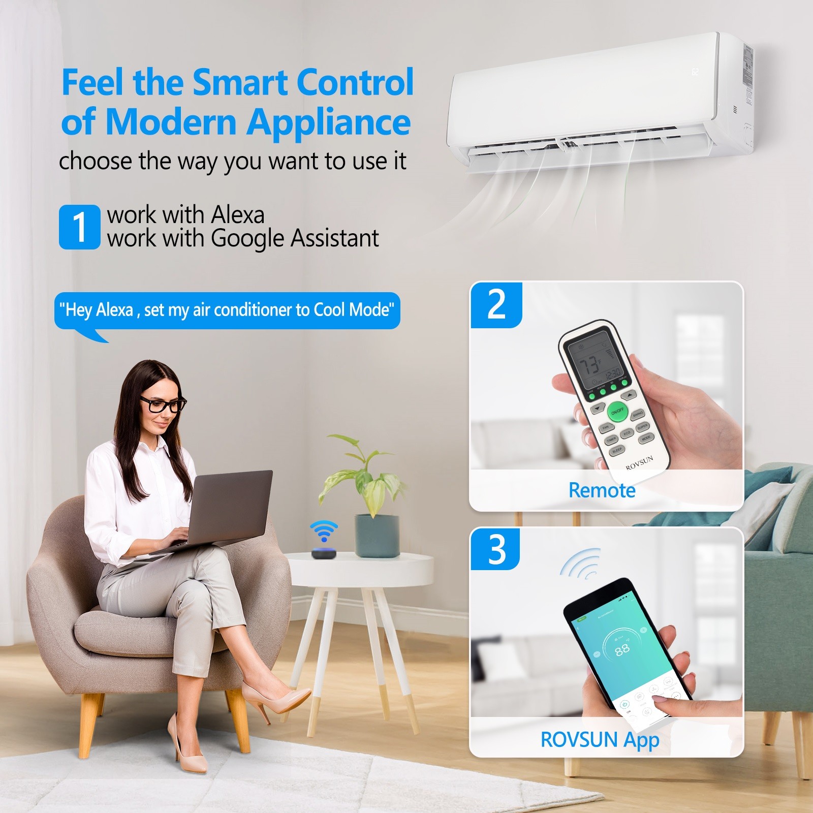 Bonnlo Ductless Mini Split AC with Heater, Split-System Wall Air Conditioner