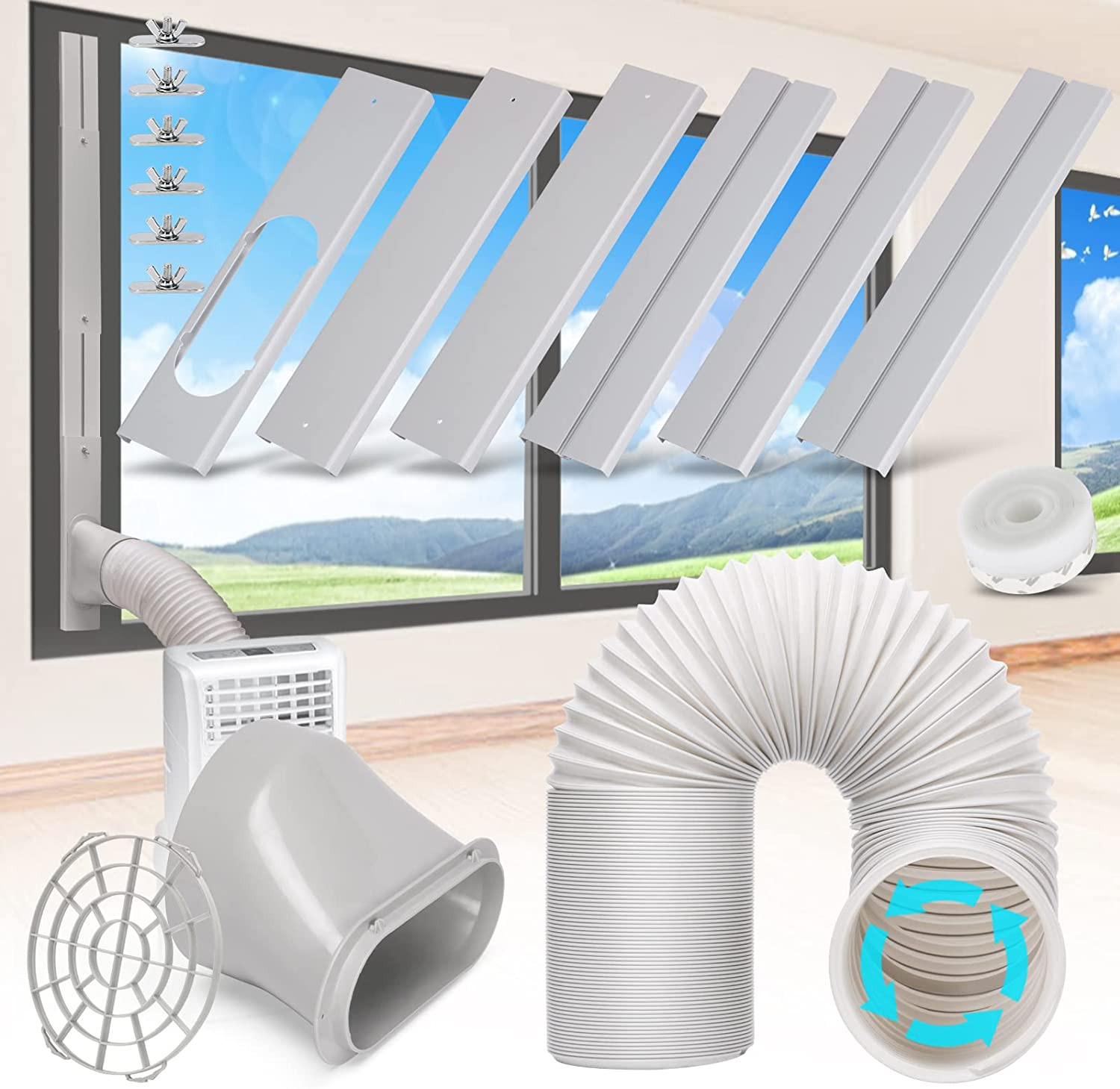 Portable Air Conditioner Window Vent Kit with 5.9” Exhaust Hose Adjustable