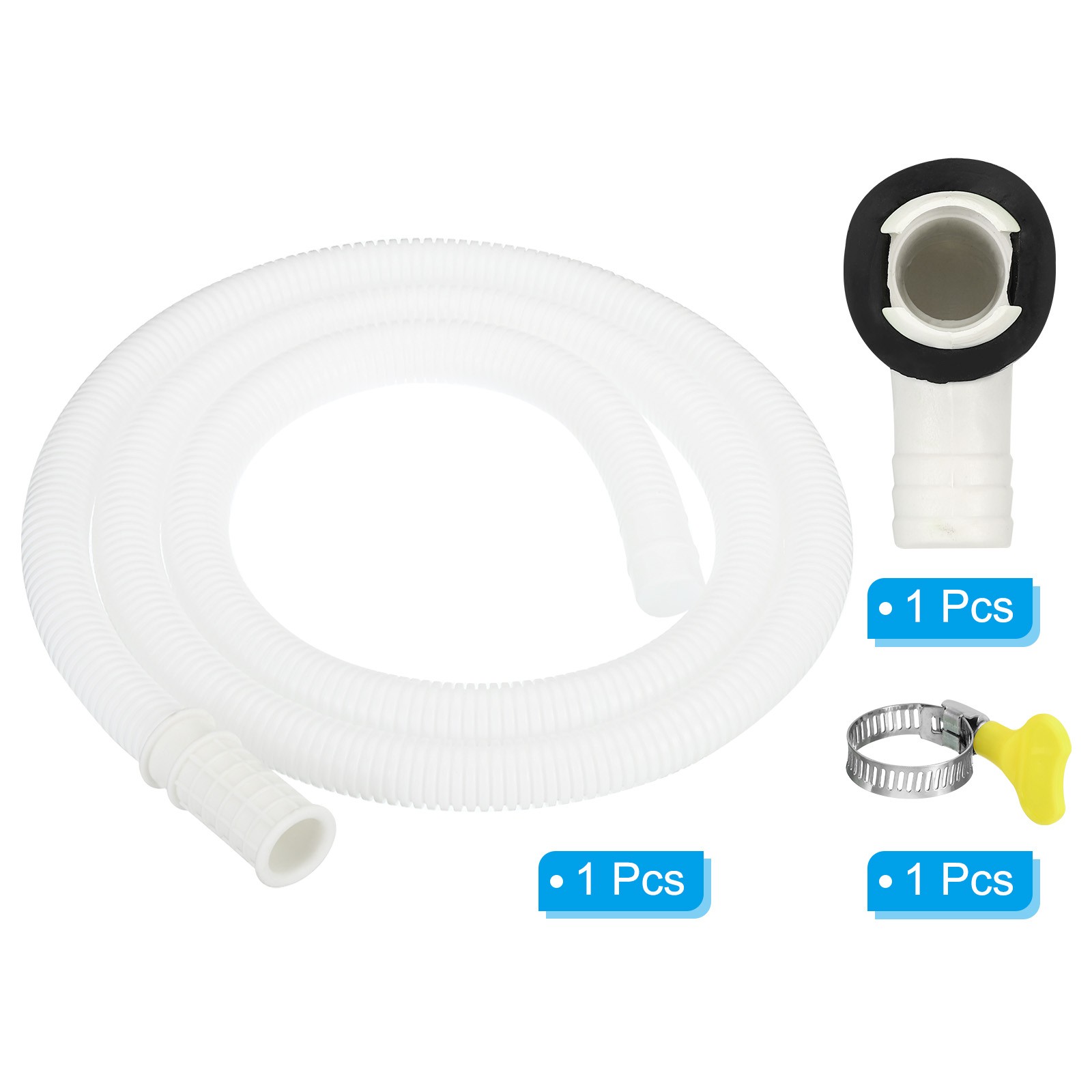 4.9ft Air Conditioner Drain Hose Kit, Hose with Clamp Connector 8, White