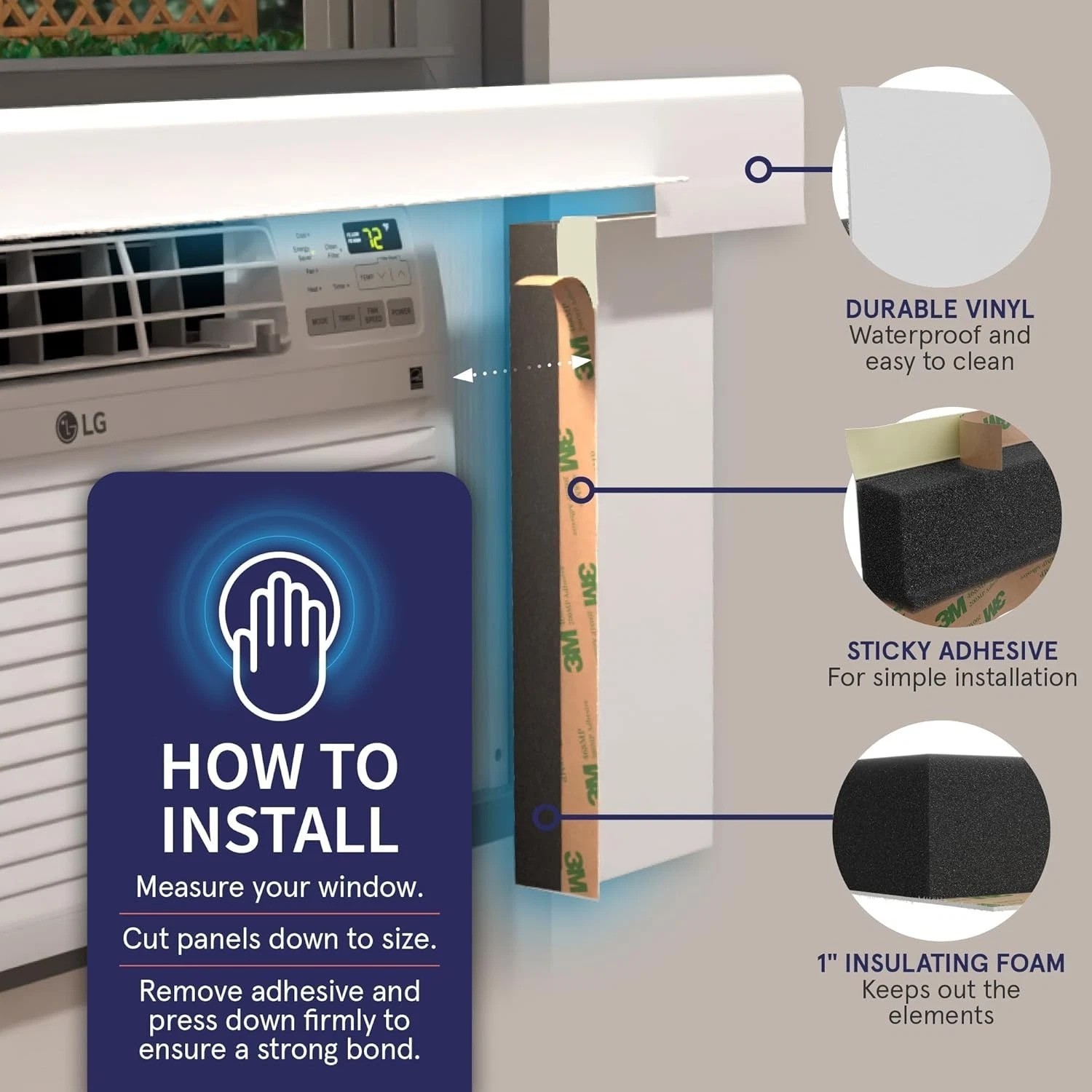 White Insulation Side Panels for Window AC Units – Summer & Winter Protection