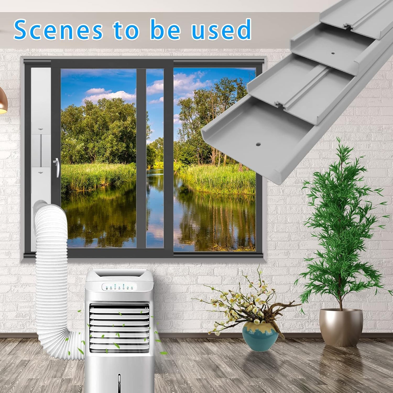 Portable Air Conditioner Window Vent Kit with 5.1 Exhaust Hose 6 Piece Window