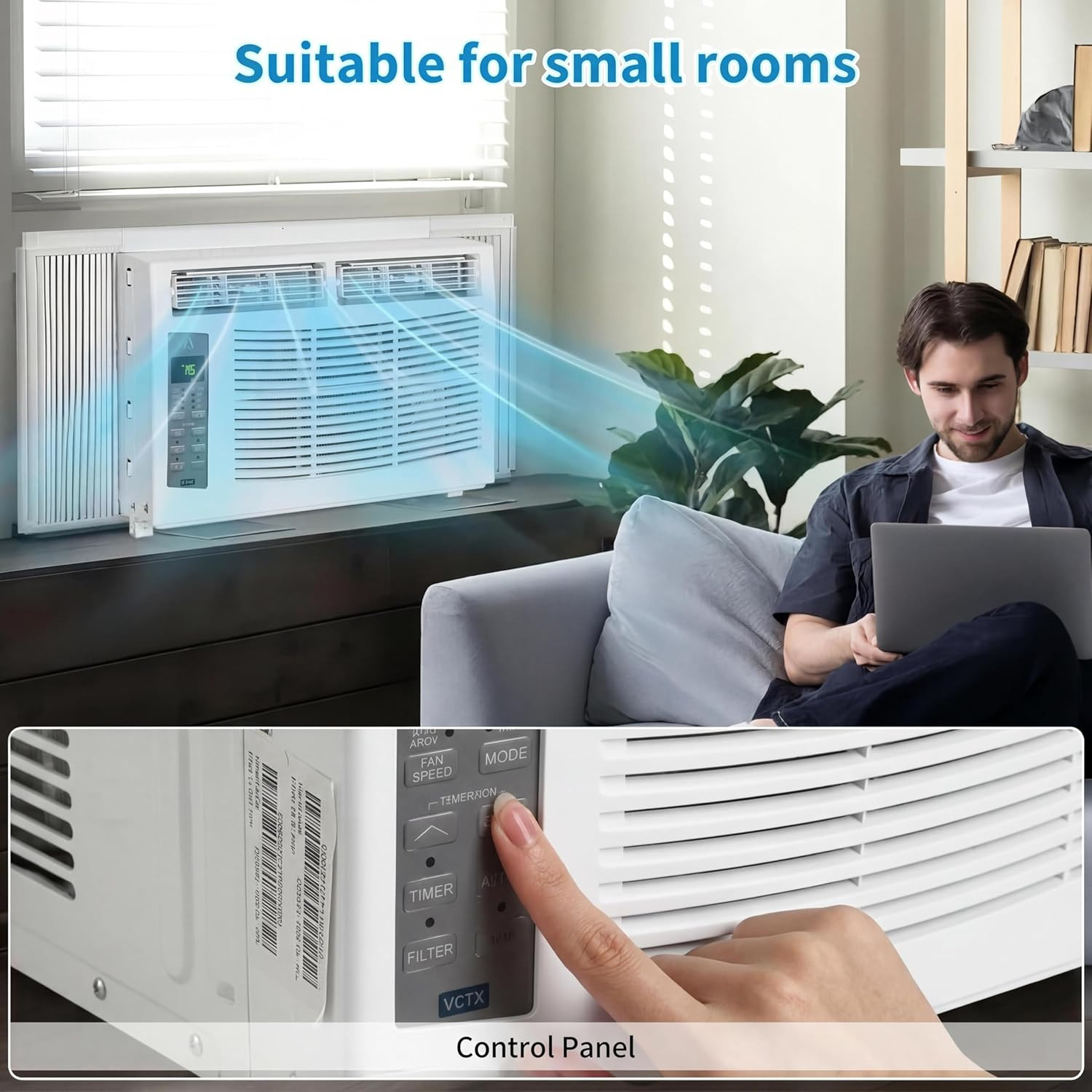 6,000 Btu Window Air Conditioner, Cools up to 250 Sq. Ft with Cooling, Dehumidif