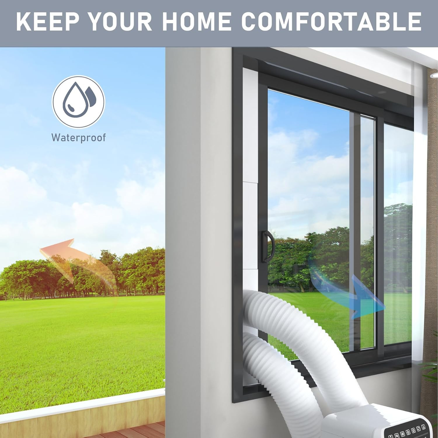 Flamorrow Dual Hose Portable Air Conditioner Window Kit, 5.9&Prime; Diameter Adjustabl