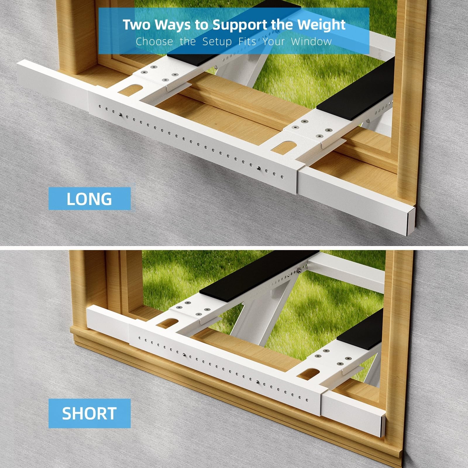 Adjustable Window AC Support Bracket – No Drill, Heavy Duty Steel, 300lbs Capaci