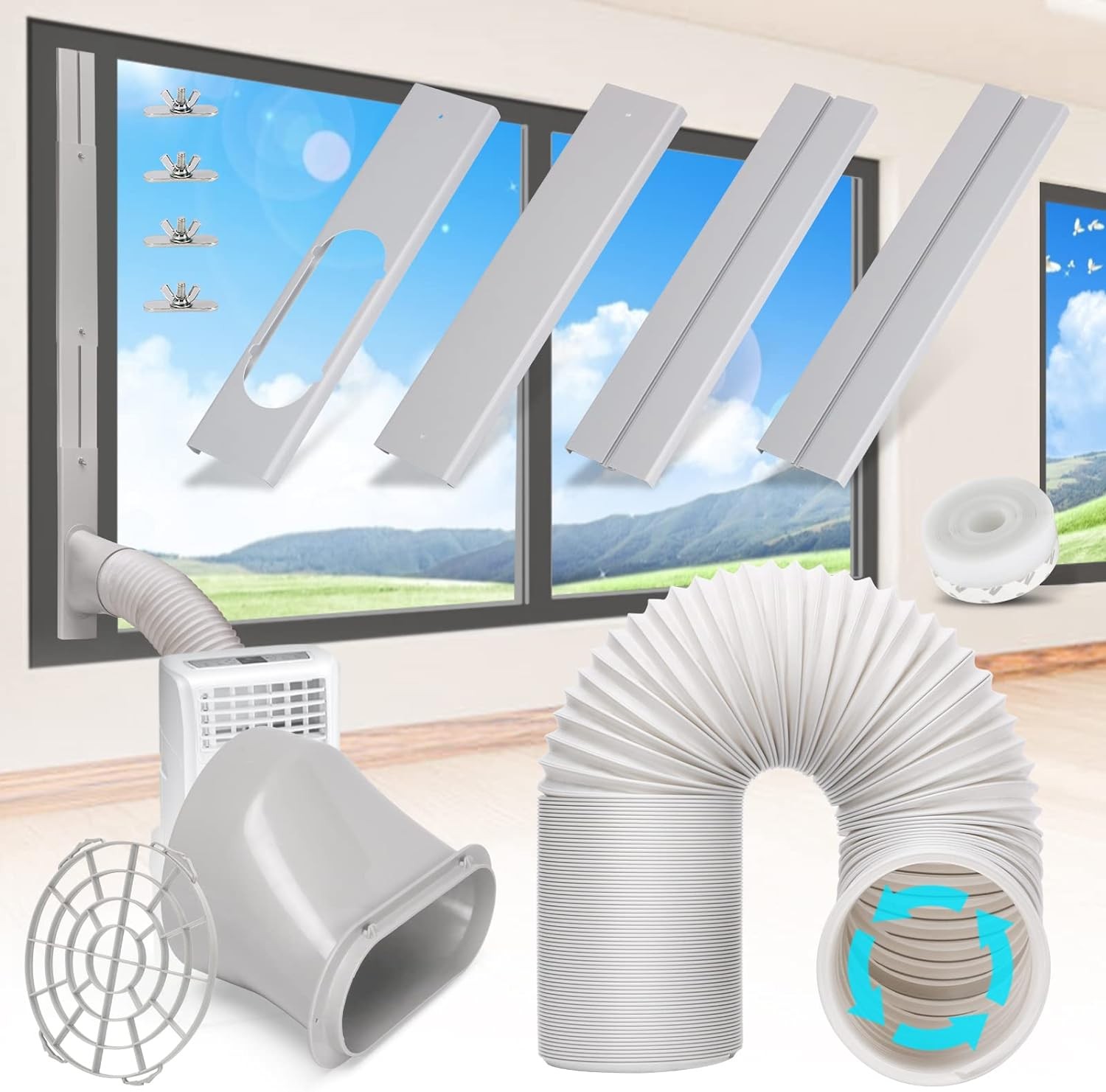 Portable Air Conditioner Window Vent Kit with 5.9” Exhaust Hose Adjustable Porta