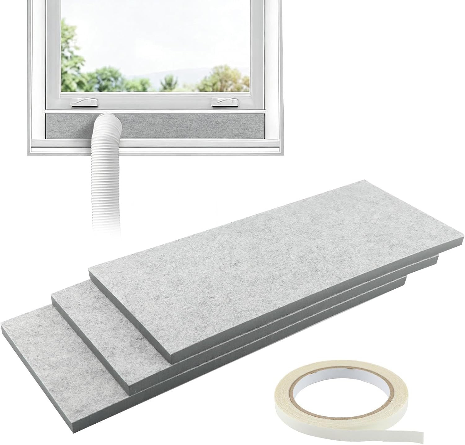 Double Layer Insulation Foam Panels, Portable Air Conditioner Window Vent Kit, A