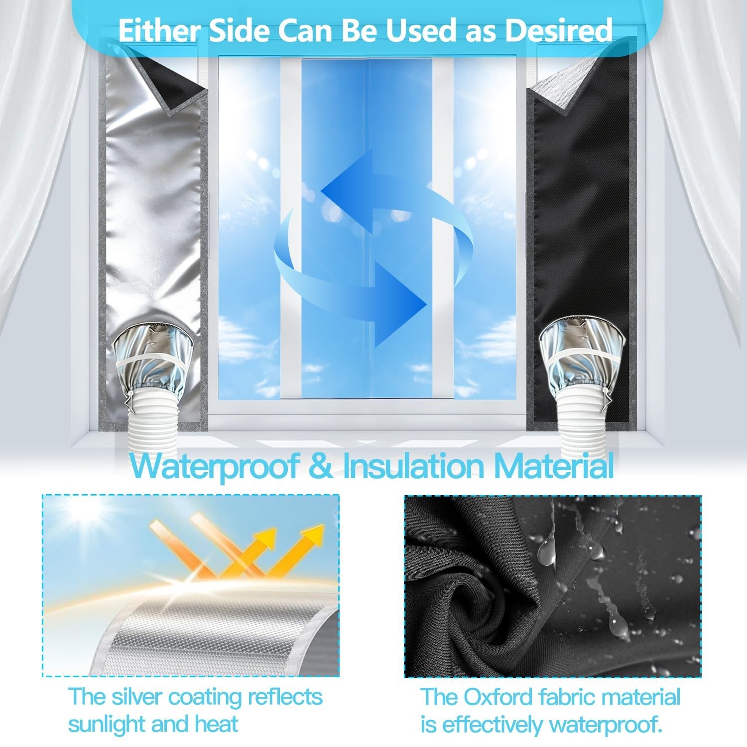 Portable Air Conditioner Window Kit 10&Prime;x40&Prime; for Sliding/Hung Windows, 420D Seal,