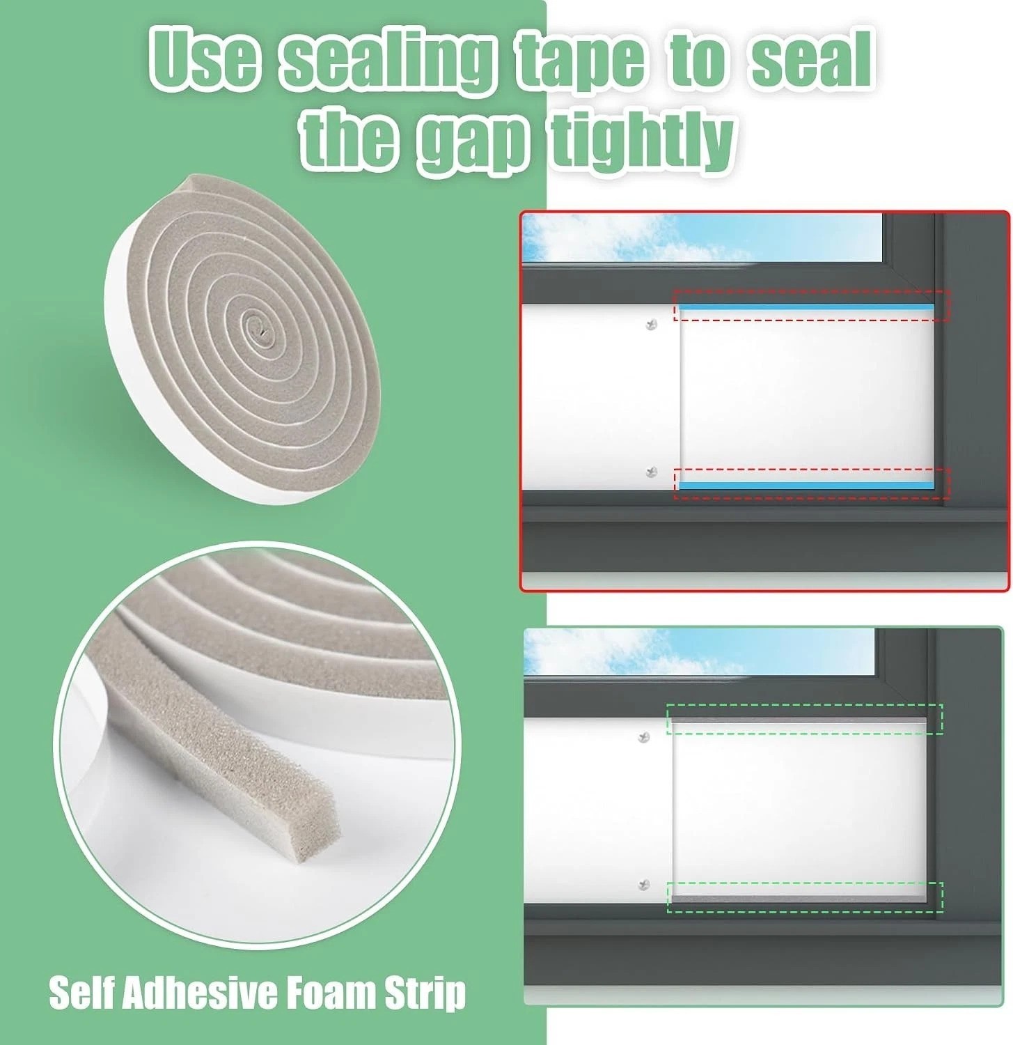 Dual Hose Portable Air Conditioner Window Seal Kit 5IN Diameter Adjustable