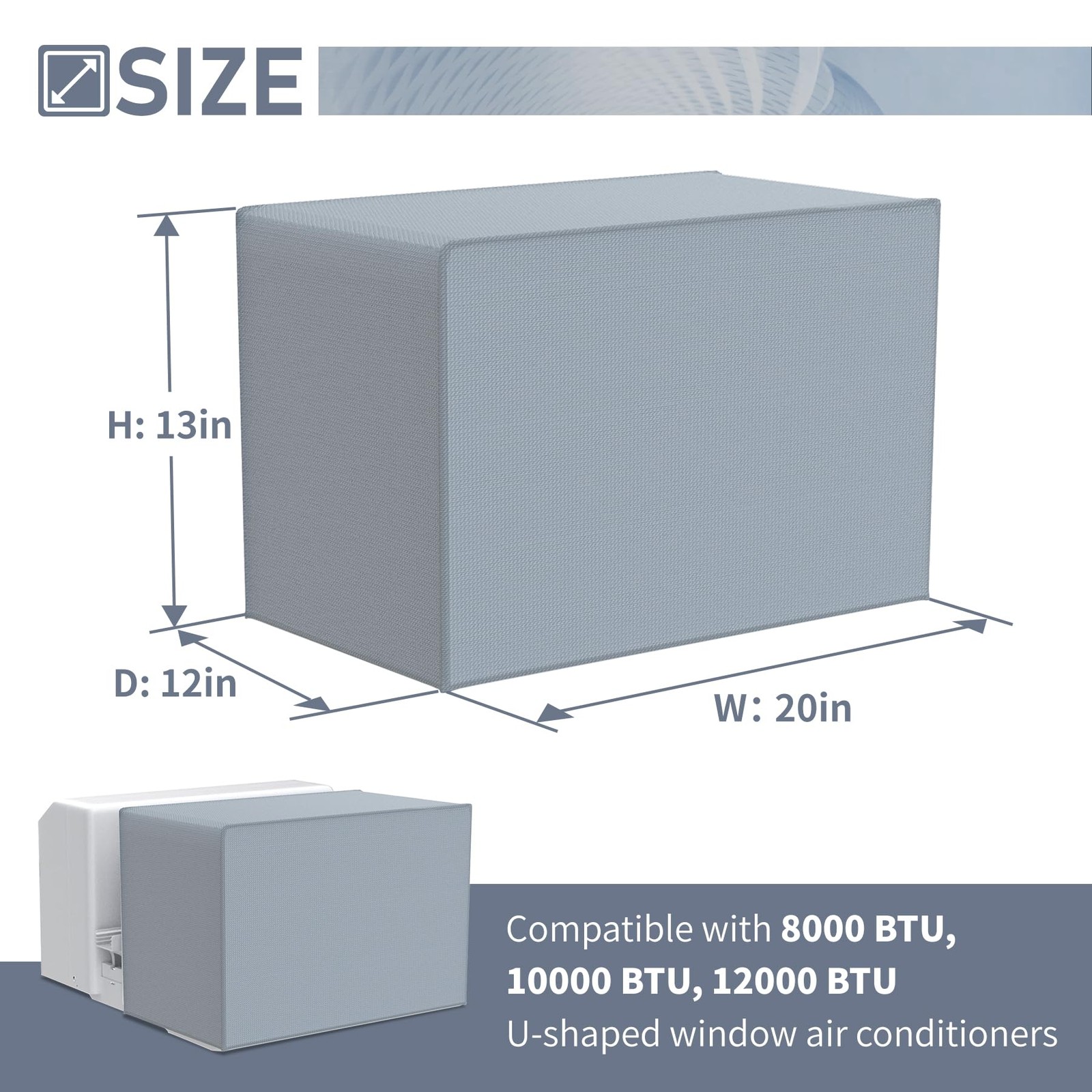 Flamorrow Air Conditioner Cover for U-shaped 8000, 10000, 12000 BTU Window Unit,