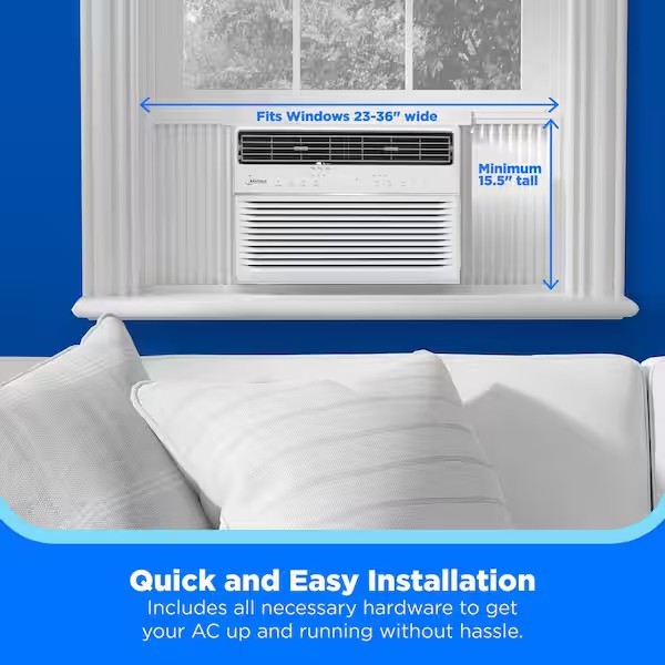 MIDEA 12000 BTU SmartCool Window AC Cools up to 550 sq. ft. with Remote,