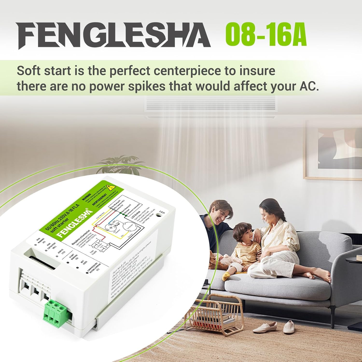 Air Conditioner Soft Start Module, 230V 08-16A, Works on 1.75-3.5 Ton AC, Protec