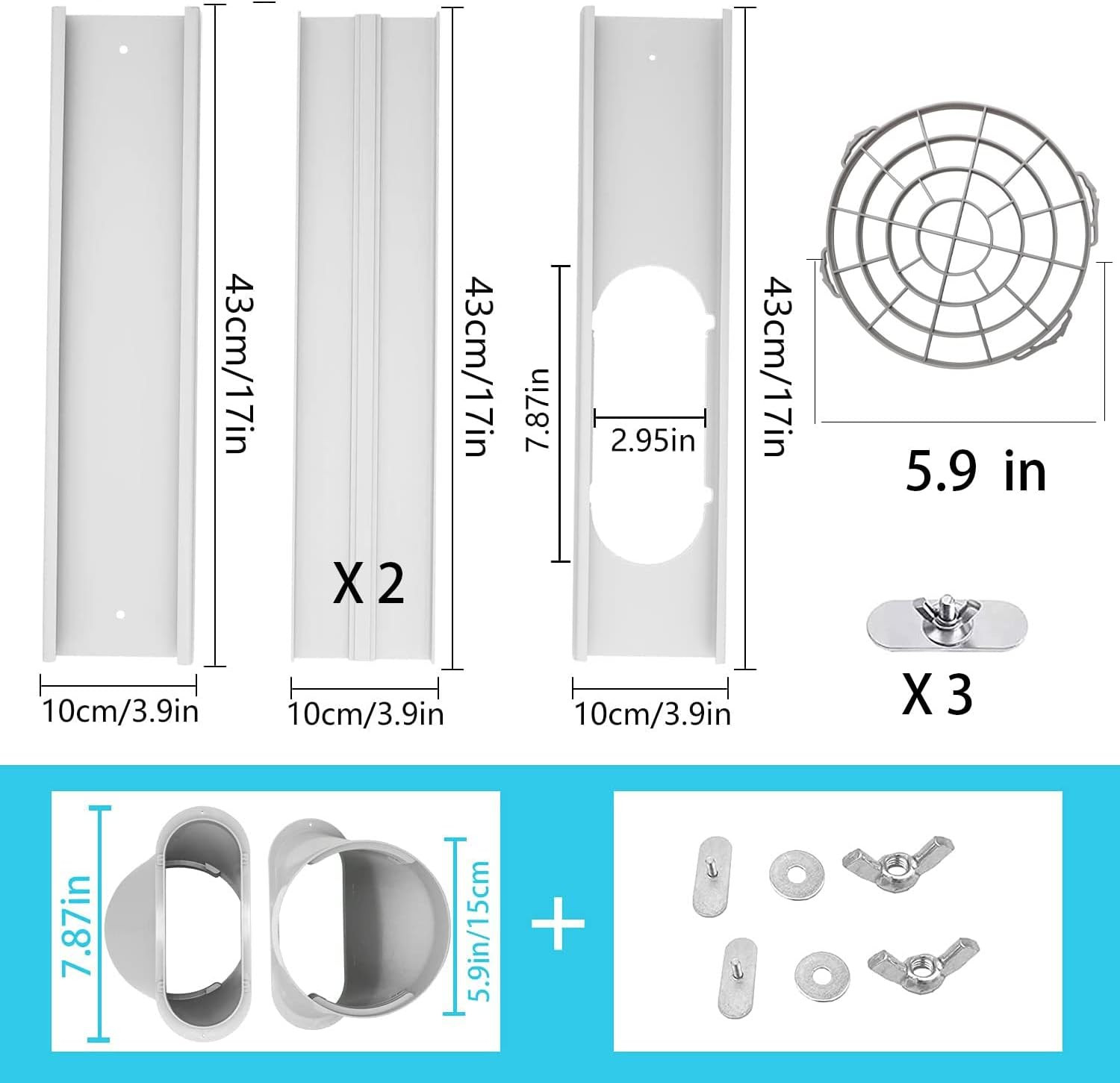 Portable Air Conditioner Kit with Hose, Adjustable Window Seal with 5.9 Inch Dia