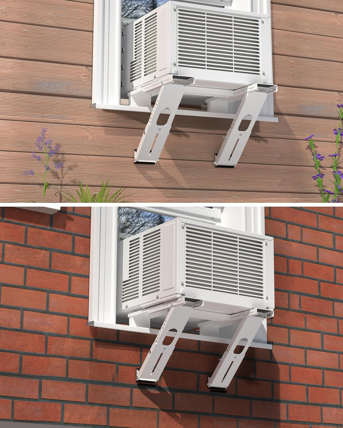 Window AC Bracket, Heavy Duty Window Air Conditioner Support Brackets with 2 Arm