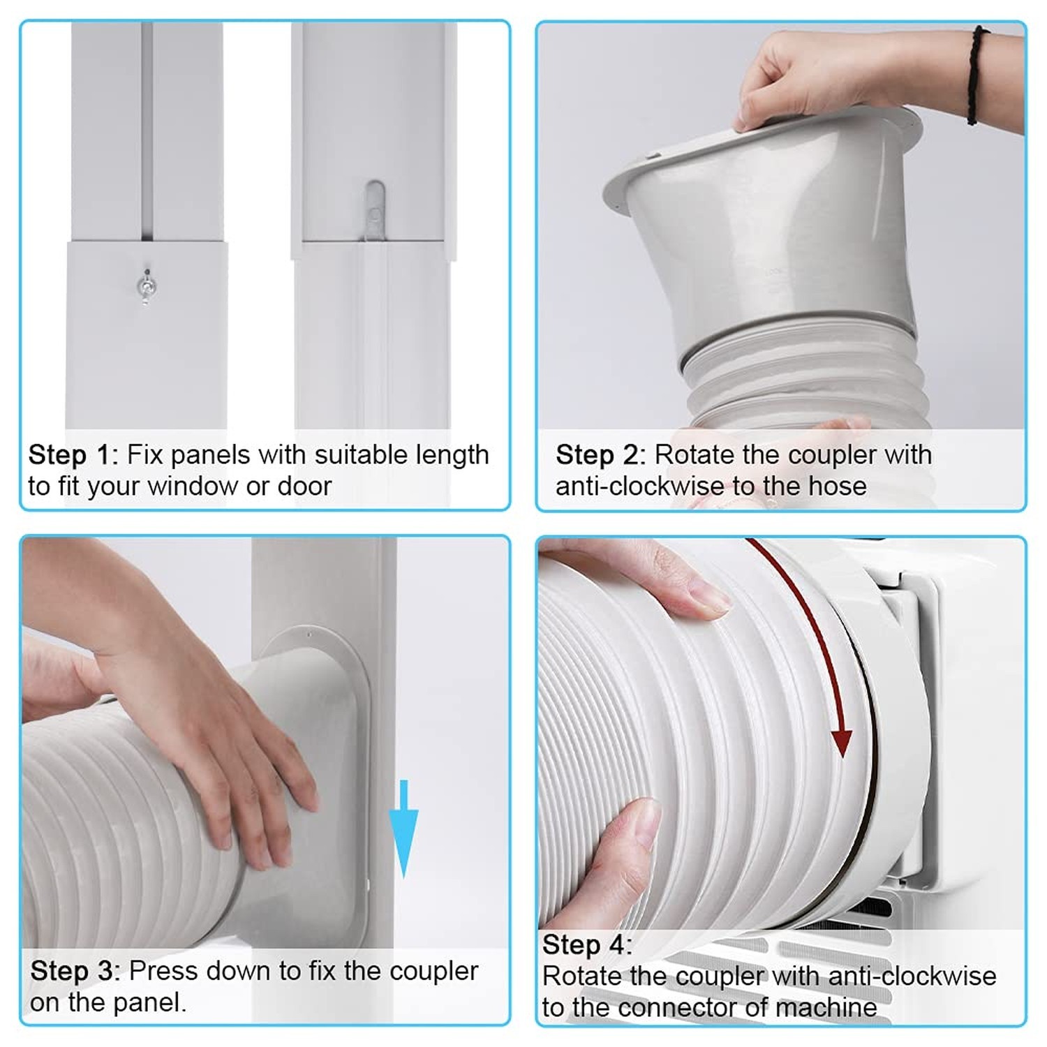 Portable Air Conditioner Window Vent Kit with 5.9” Exhaust Hose Adjustable Po…