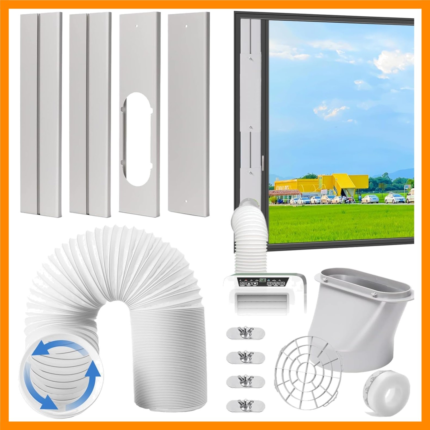 Portable AC Window Vent Kit, Adjustable Vertical/Horizontal Sliding Window Ki…