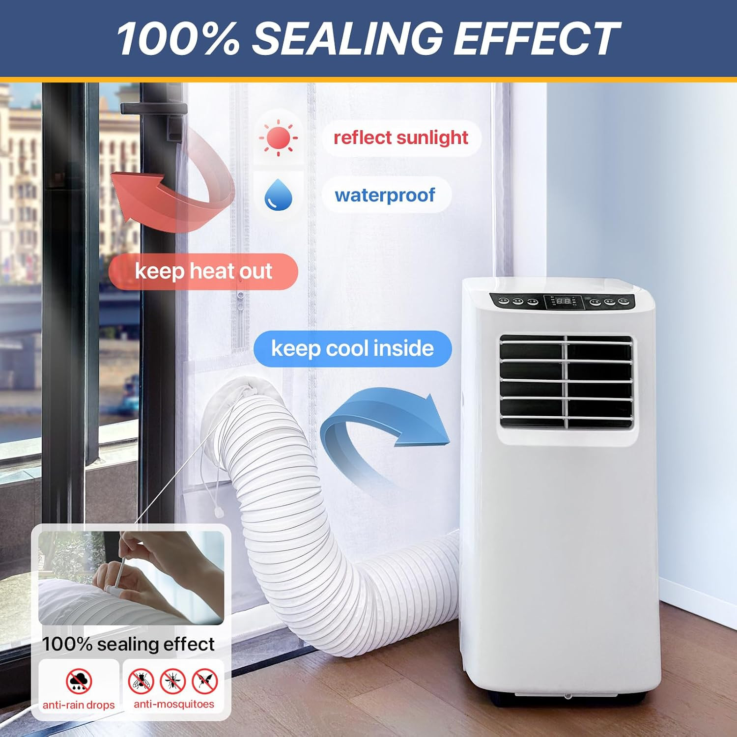 Portable AC Window Vent Kit for Sliding Door, 100% Sealing Portable Air Conditio