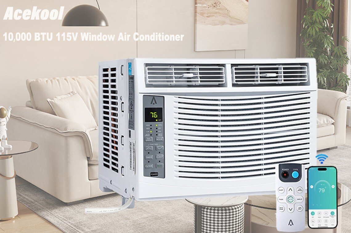 10,000 BTU Window Air Conditioner with 2.4G Wifi & Remote 3 Cooling & Fan Speeds