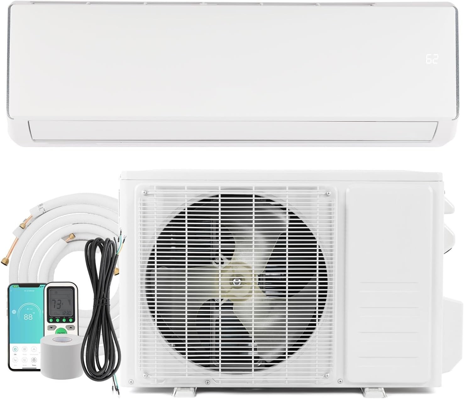 Bonnlo Ductless Mini Split AC with Heater, Split-System Wall Air Conditioner