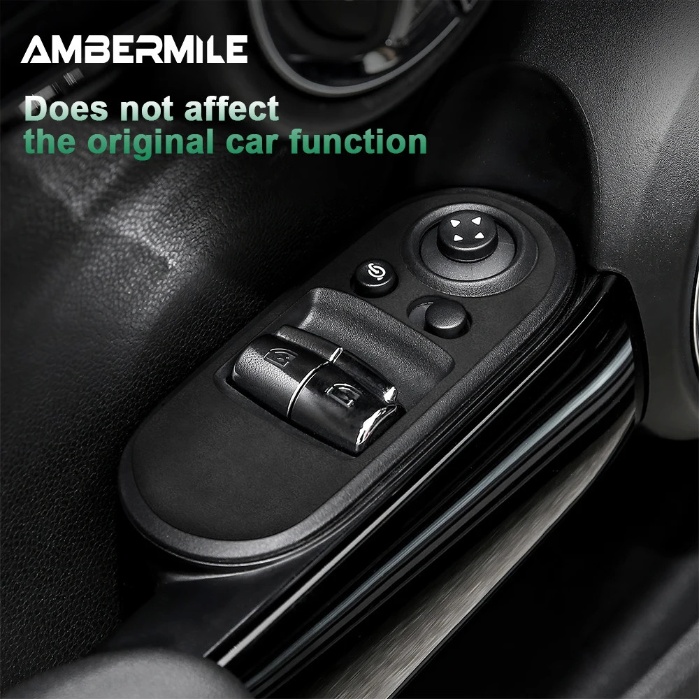 AMBERMILE Italian Top Suede Door Window Lifter Switch Panel Sticker for Mini Coo