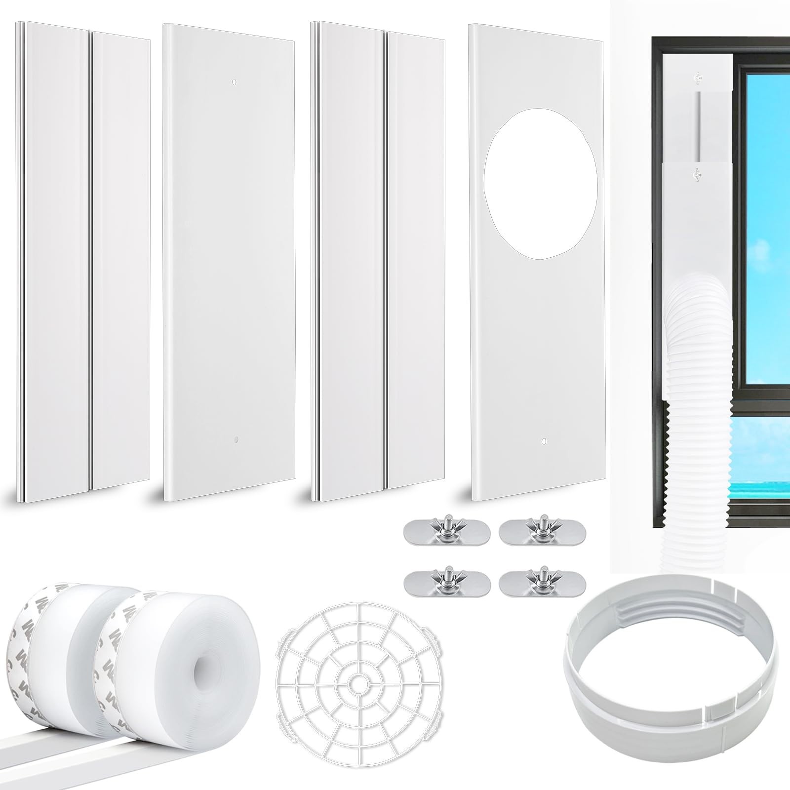 Portable Air Conditioner Window Kit – Adjustable Sliding Vent with 2Pack Seal, 5