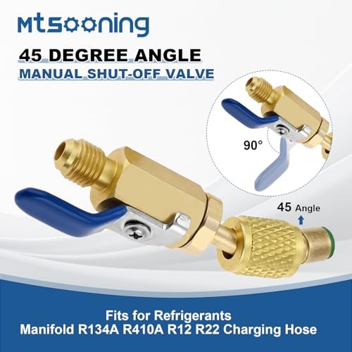R12 R22 R410A Valve Core Remover Installer Kit,3PCS 45°Ball Valve Adapter |