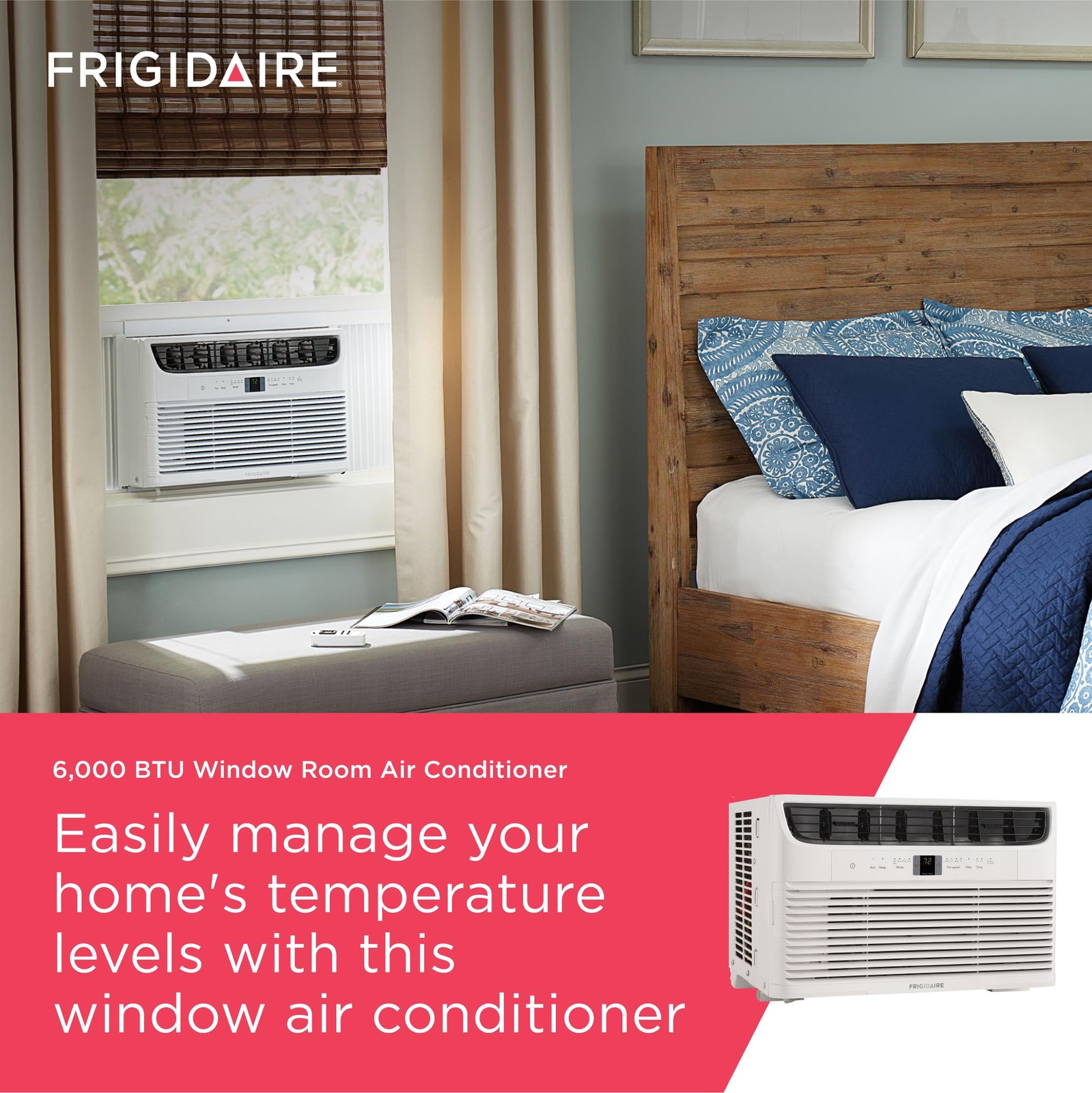 Frigidaire 6,000 BTU Window Air Conditioner, Quiet Operation, Remote Control,