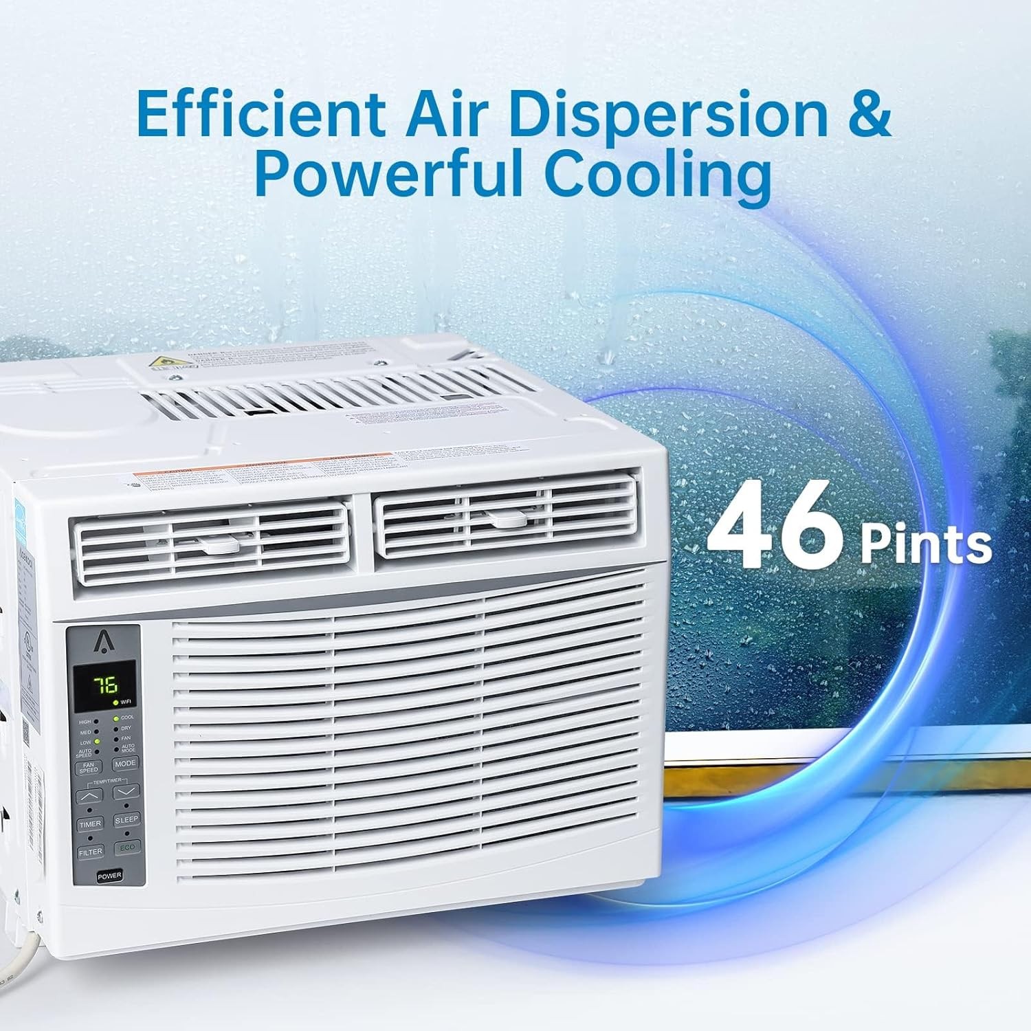 6000 BTU Window Air Conditioner Cooling Fan Dehumidifier w/ Remote,Wifi & Timer