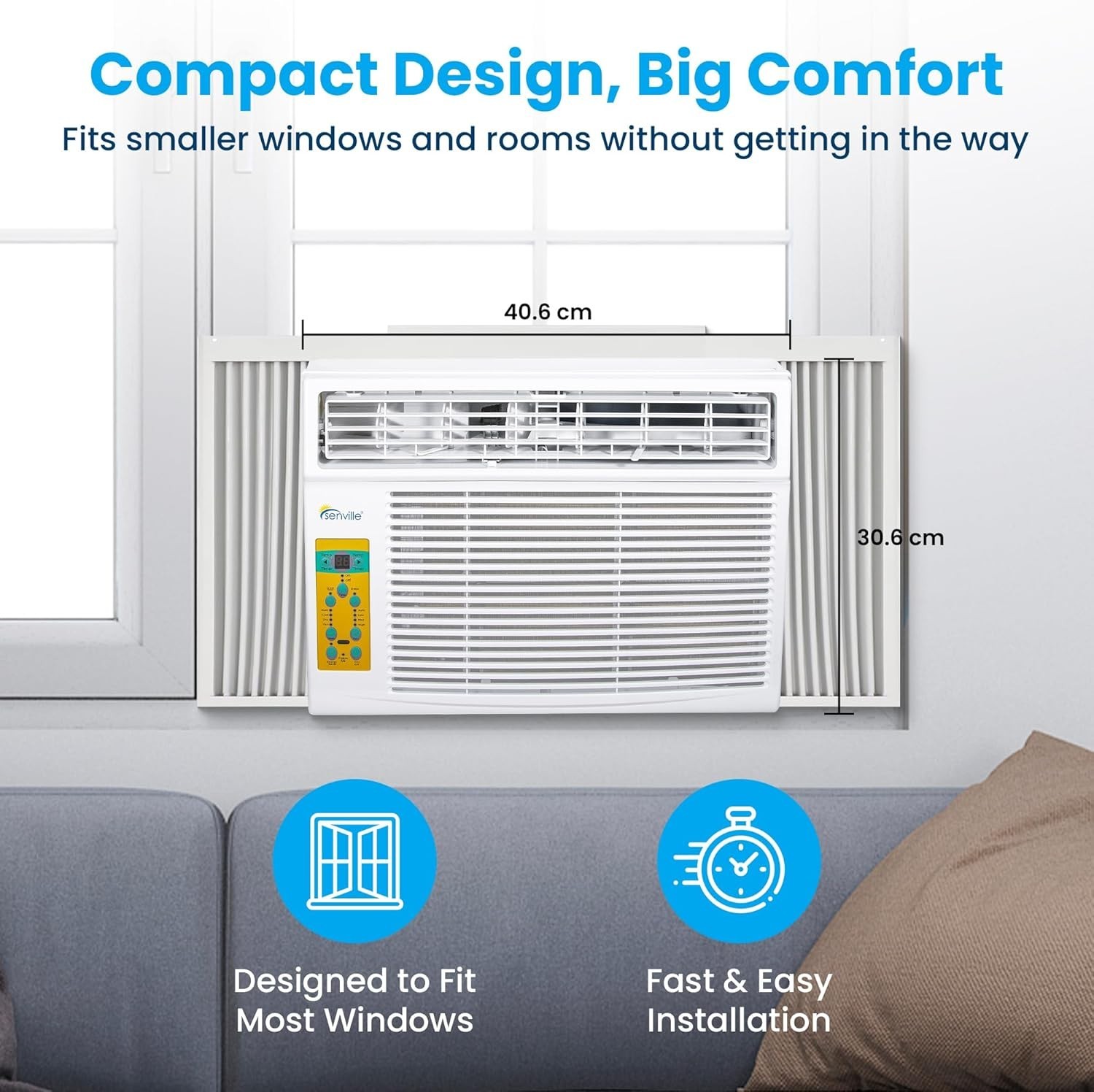 6,000 BTU Window Air Conditioner, Cools Up to 250 Sq. Ft., Easy to Use, Washa…
