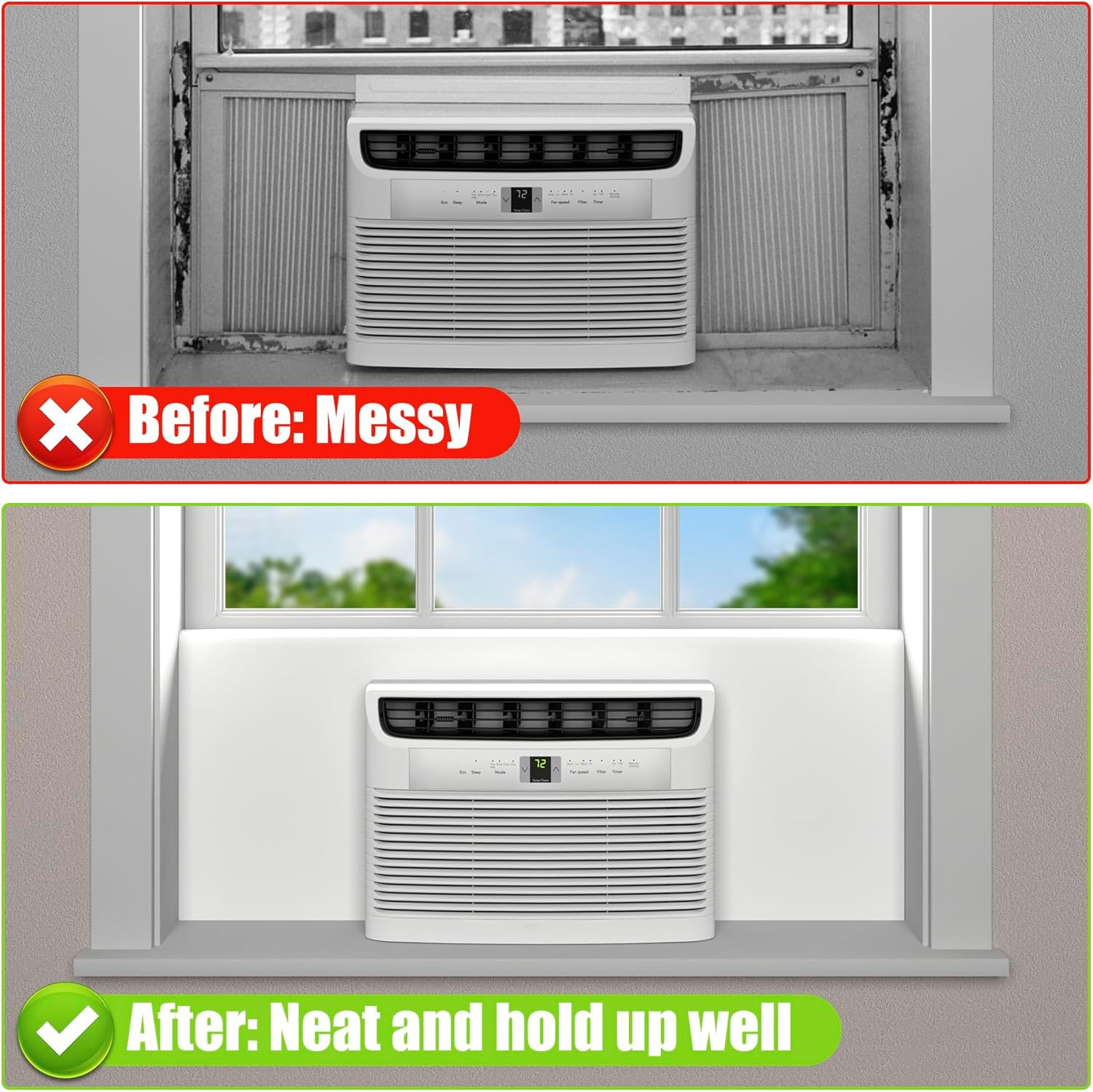 Window Air Conditioner Side Panels,Full Surround AC Foam Panel for Indoor Window