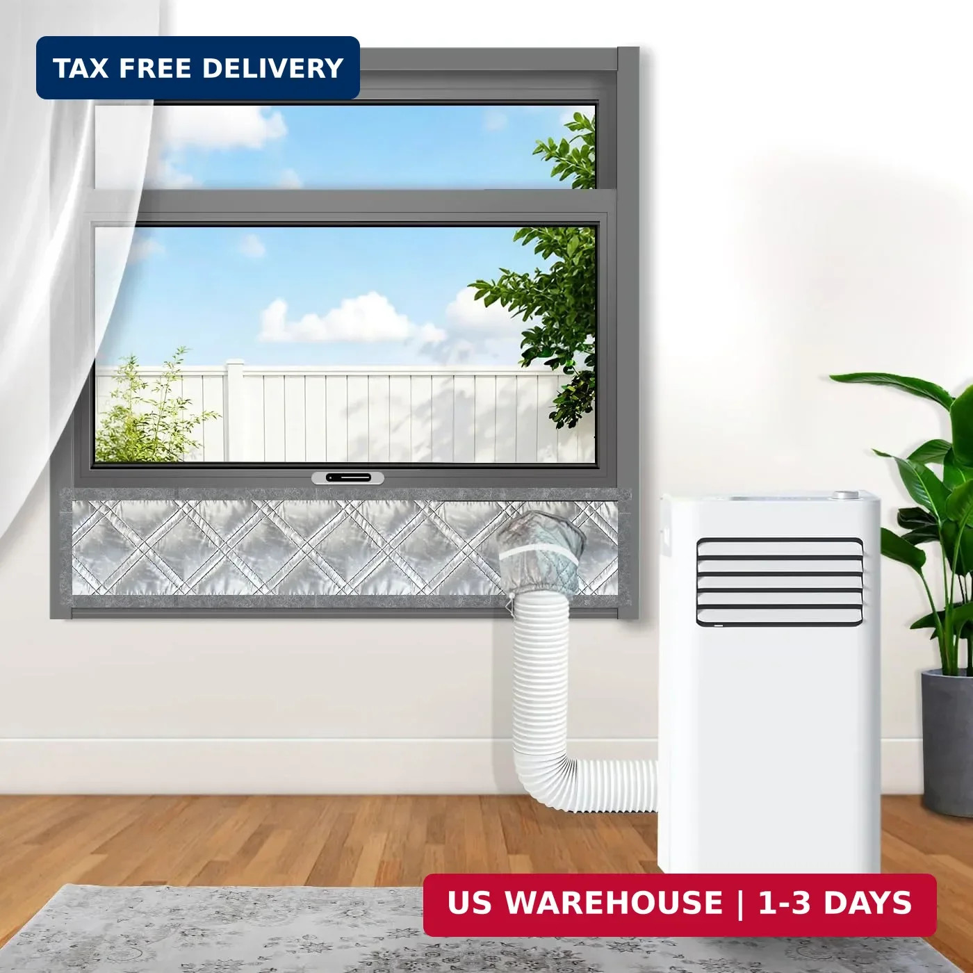 Portable Air Conditioner Window Kit,3-Layer Thickened Aluminum Foil &Cotton&Oxfo