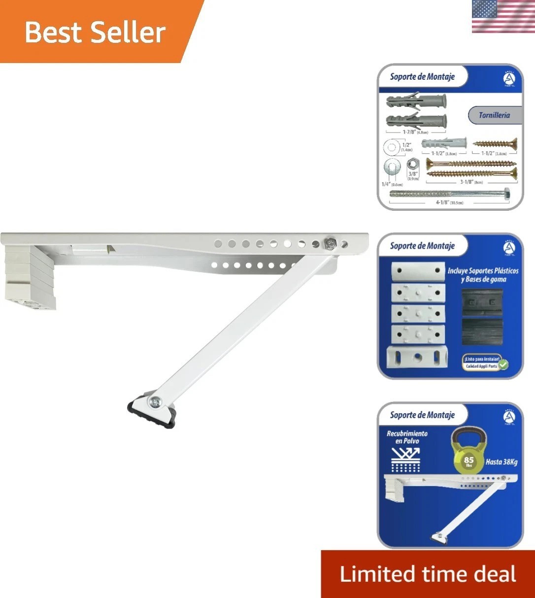 Adjustable AC Bracket for Window Units Up to 77 lbs with Installation Hardware