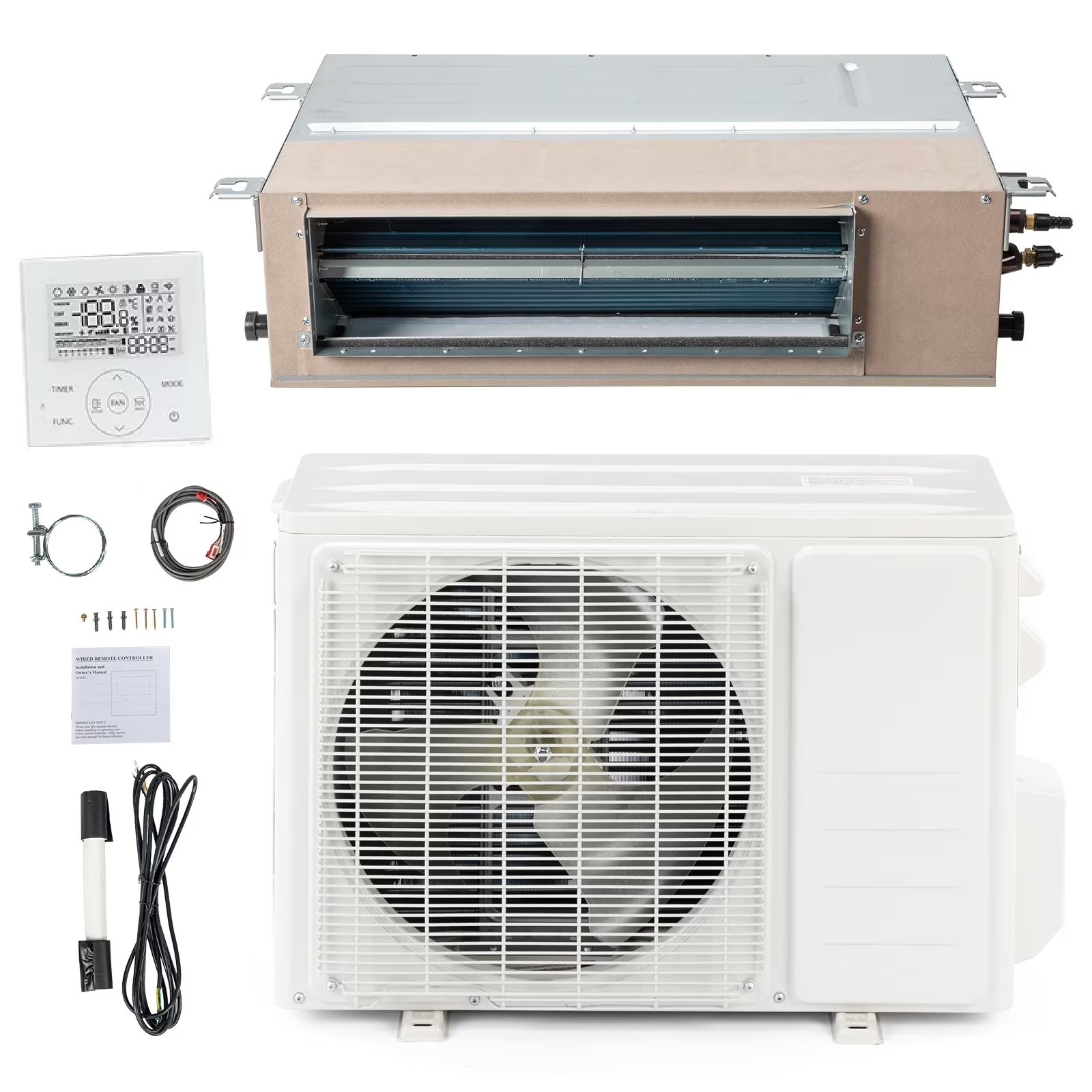 Bonnlo 9500 BTU Ducted Split Air Conditioner with Inverter & Wired Controller