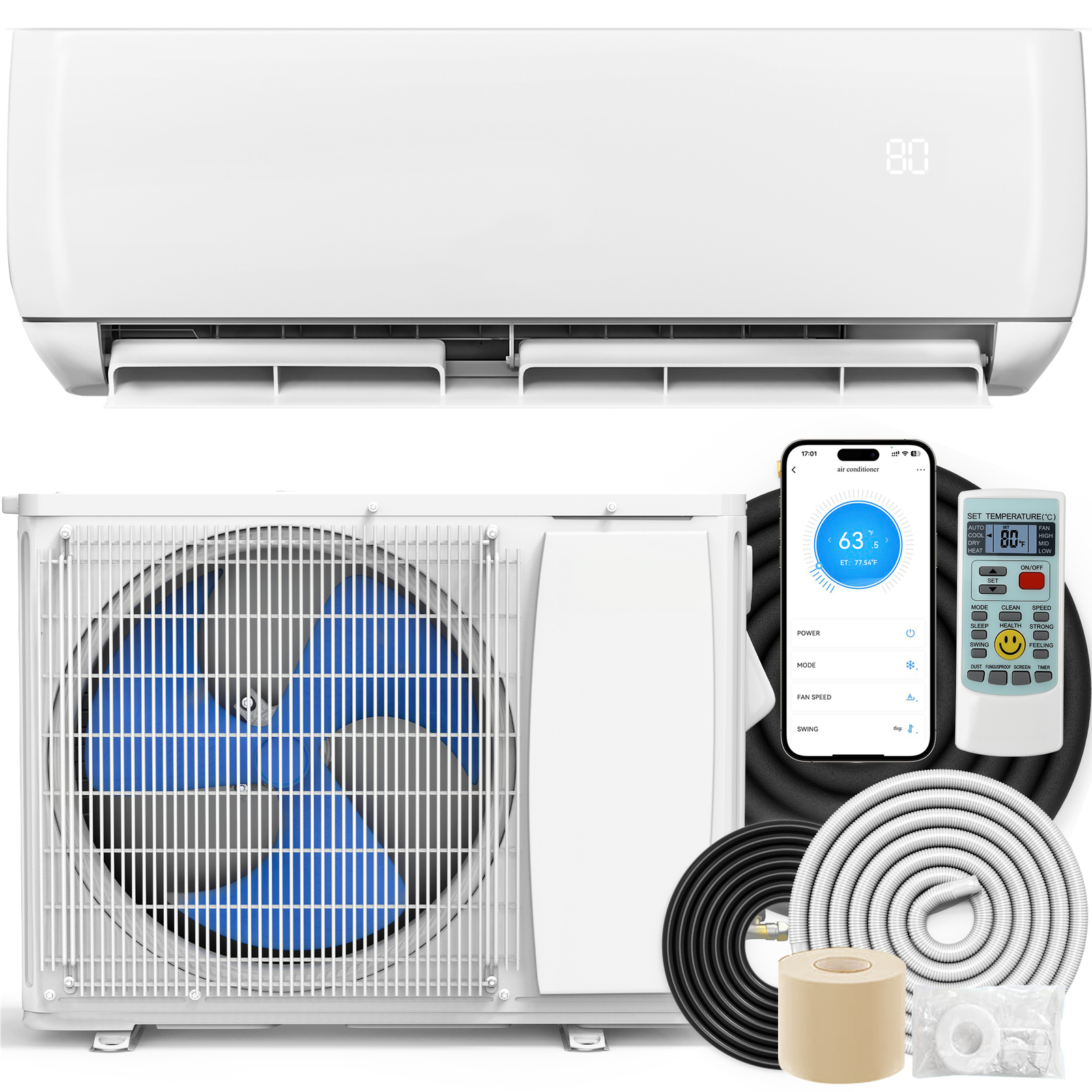 12000 BTU Mini Split Air Conditioner 20 SEER2 115V Ductless AC Cool 750 Sq. Ft