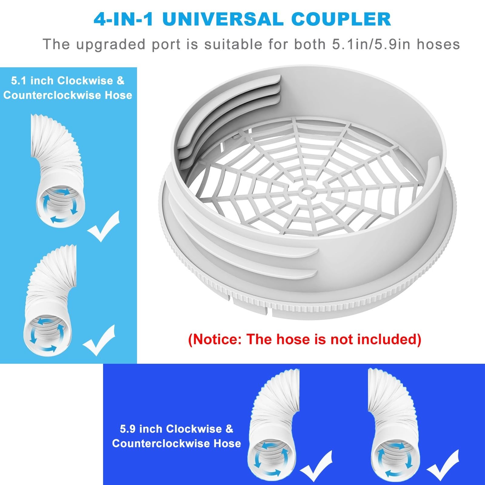Universal Portable Air Conditioner Window Vent Seal Kit for 5.1&Prime;/5.9&Prime; Hose, 4 Pl