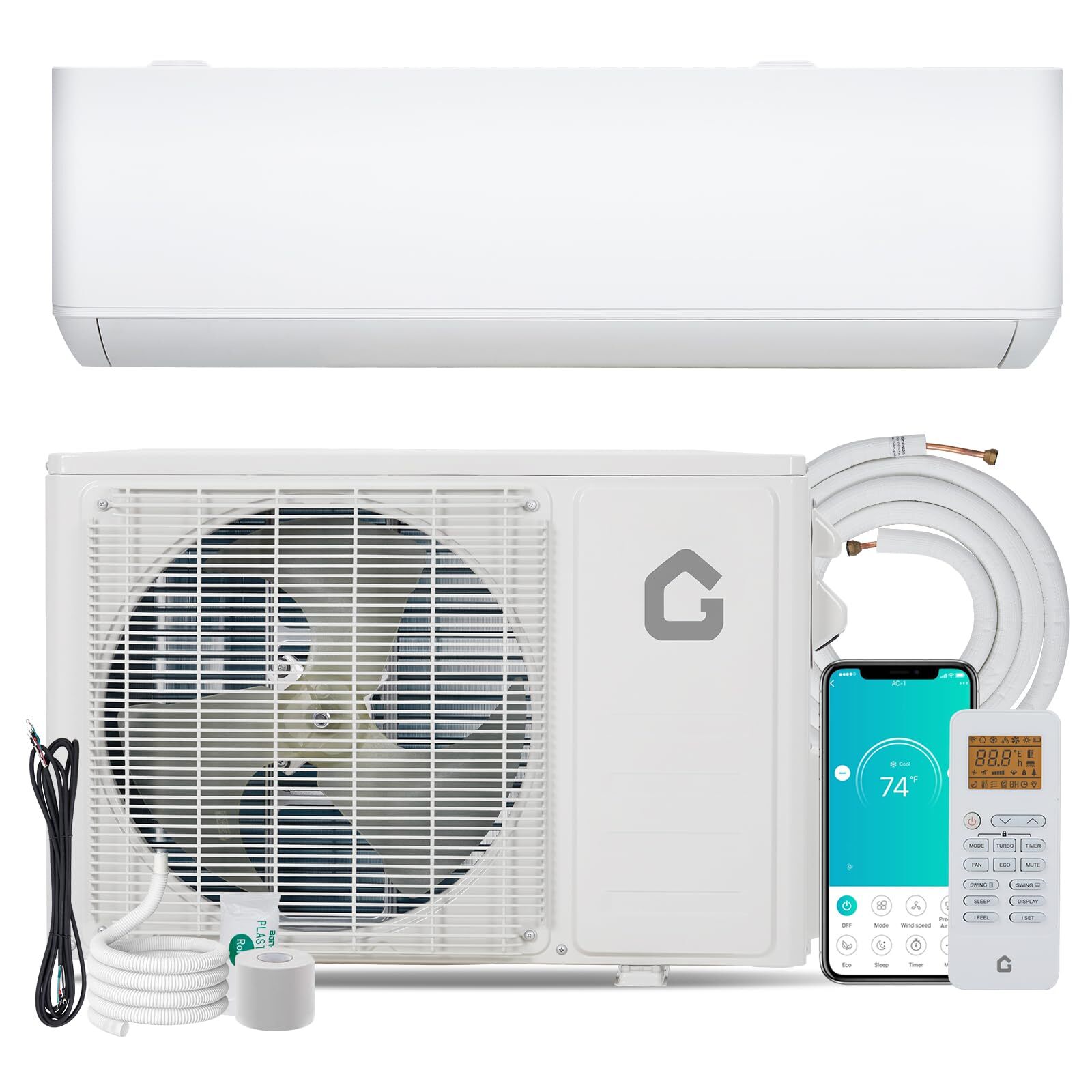 18000 BTU Mini Split Air Conditioner AC & Heater Wall-Mounted 23 SEER2 R454B