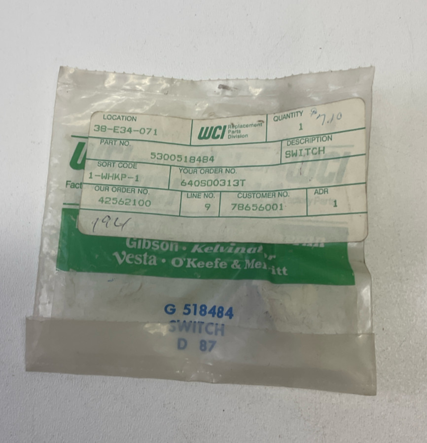 WCI Factory Parts 5300518484 Replacement Air Conditioner Switch