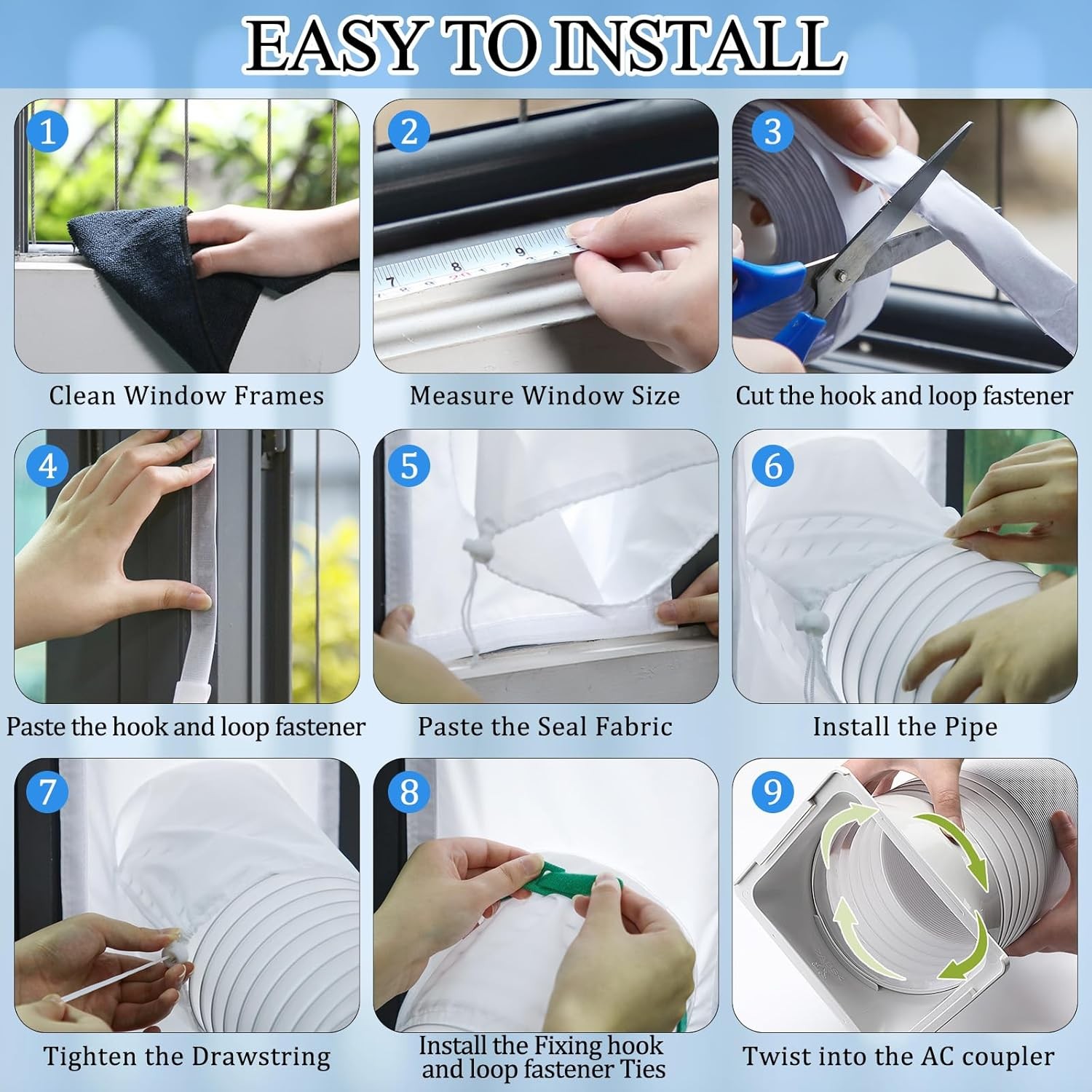 Portable Air Conditioner Window Vent Kit Include 10 » x 40 » 64 » Adjustable